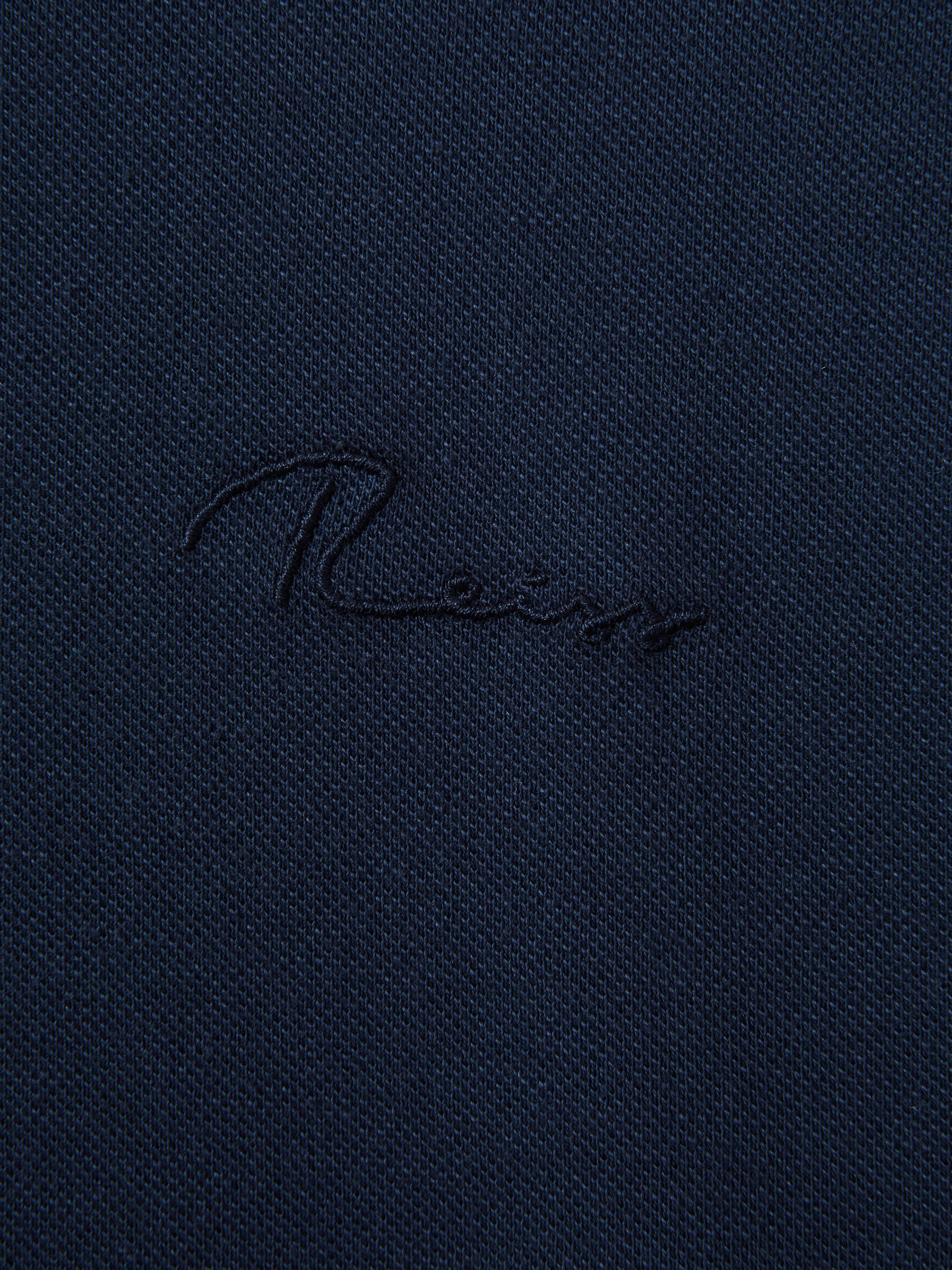 Slim Fit Garment Dyed Embroidered Polo Shirt in Airforce Blue - Image 6 of 6
