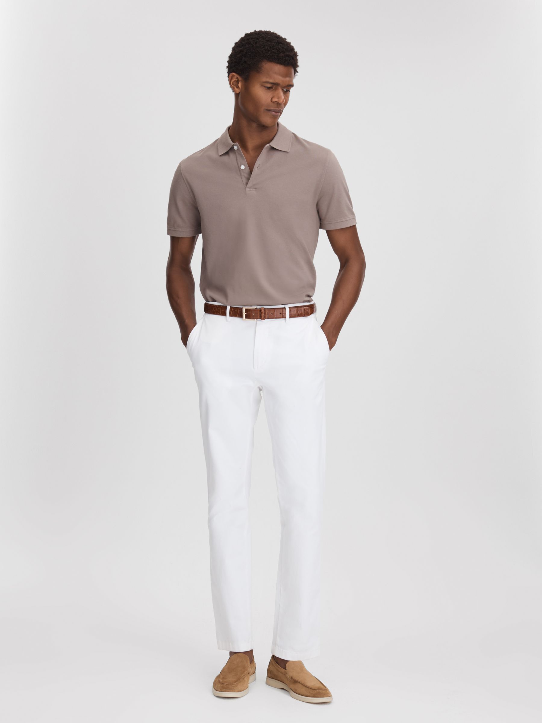 Puro Dark Taupe Garment Dyed Cotton Polo Shirt - Image 3 of 7