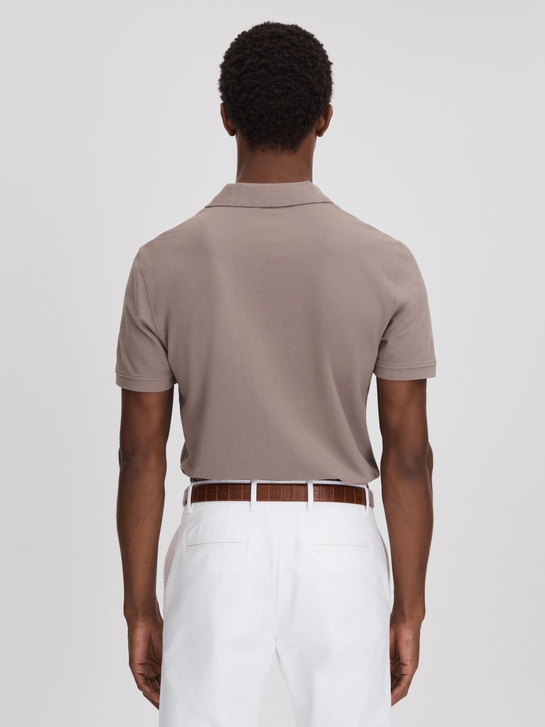 Puro Dark Taupe Garment Dyed Cotton Polo Shirt - Image 5 of 7