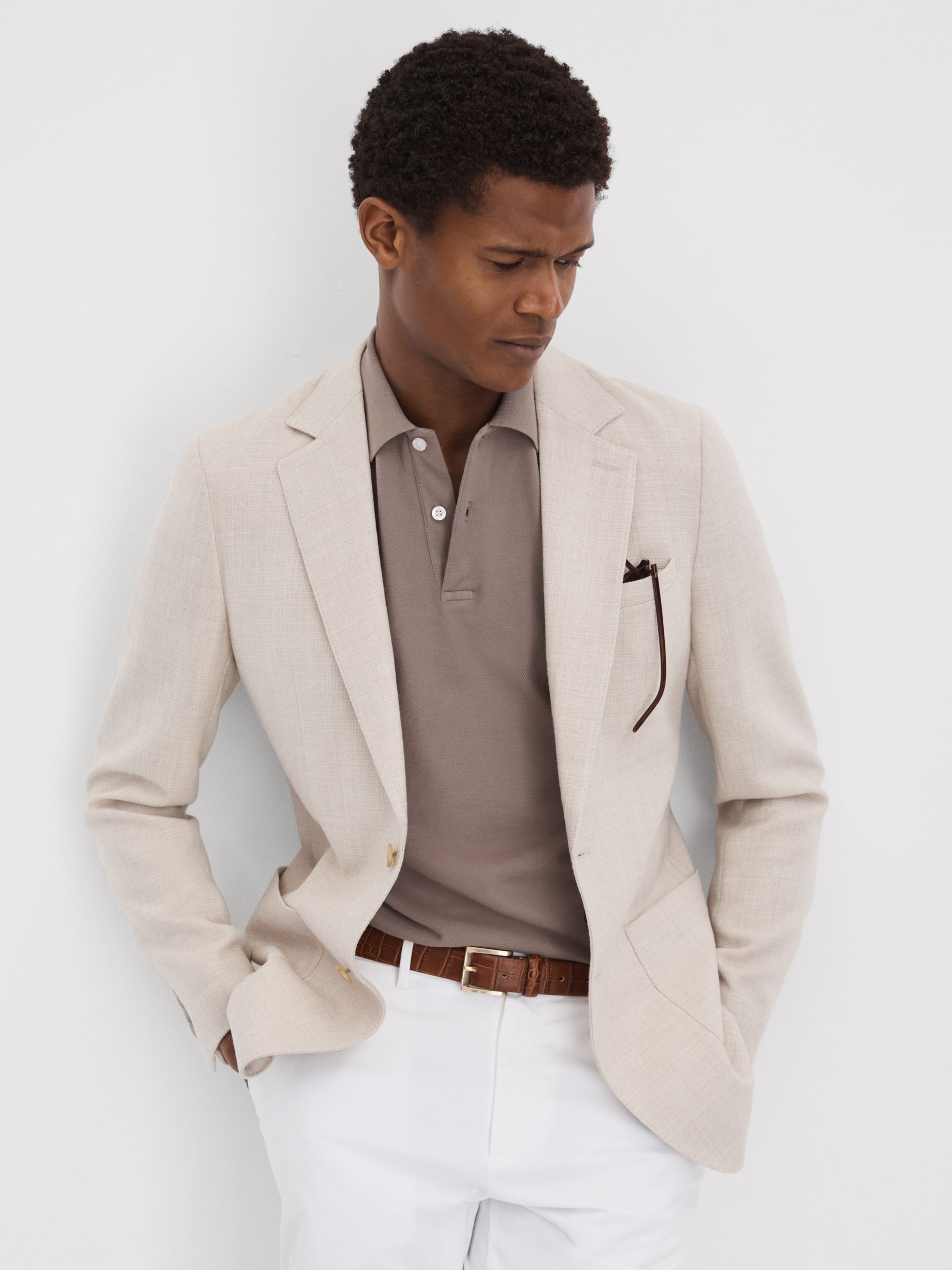 Puro Dark Taupe Garment Dyed Cotton Polo Shirt - Image 6 of 7