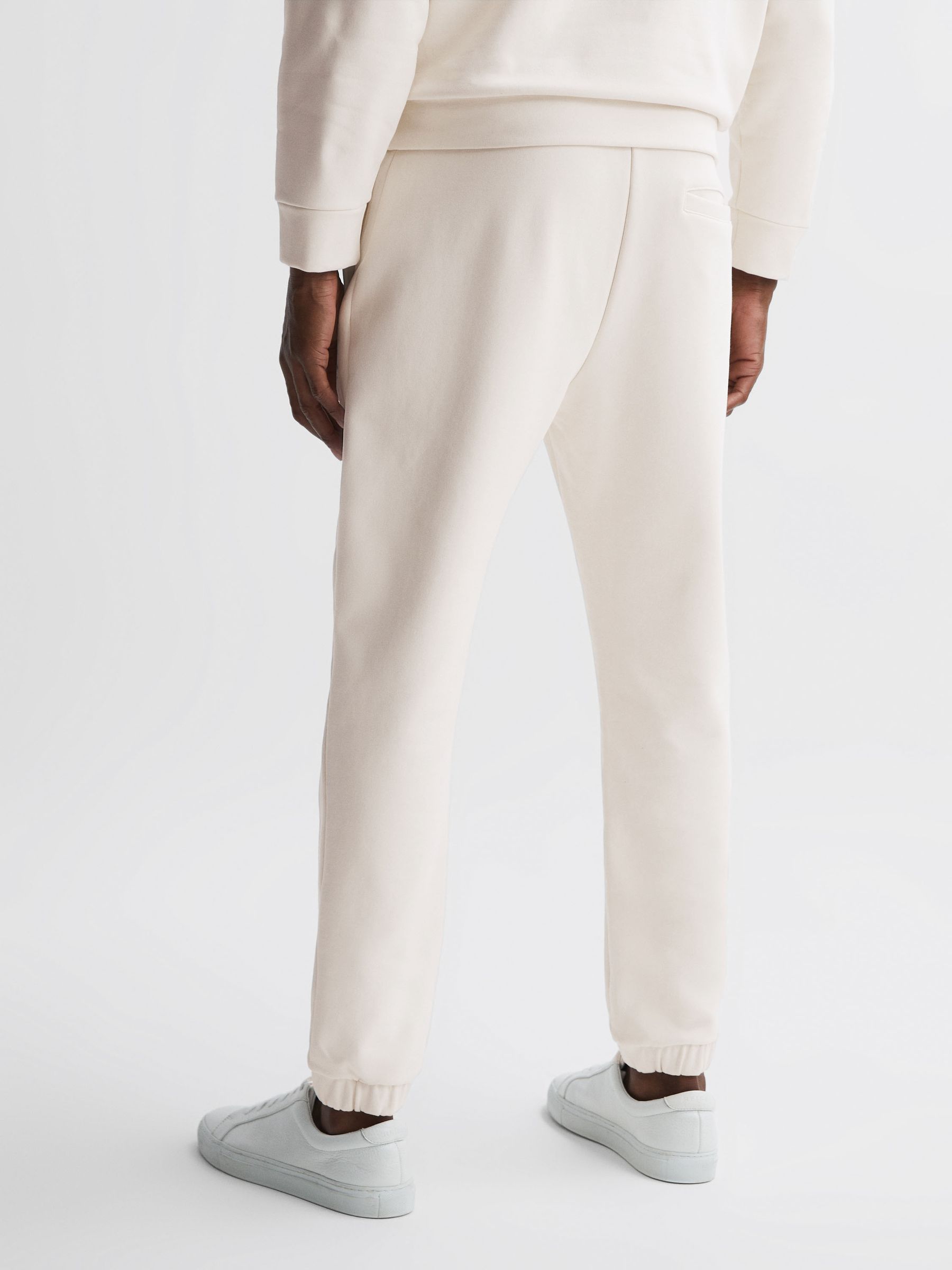 Reiss | Ché Motif Cotton Drawstring Joggers in Off White - Image 5 of 5