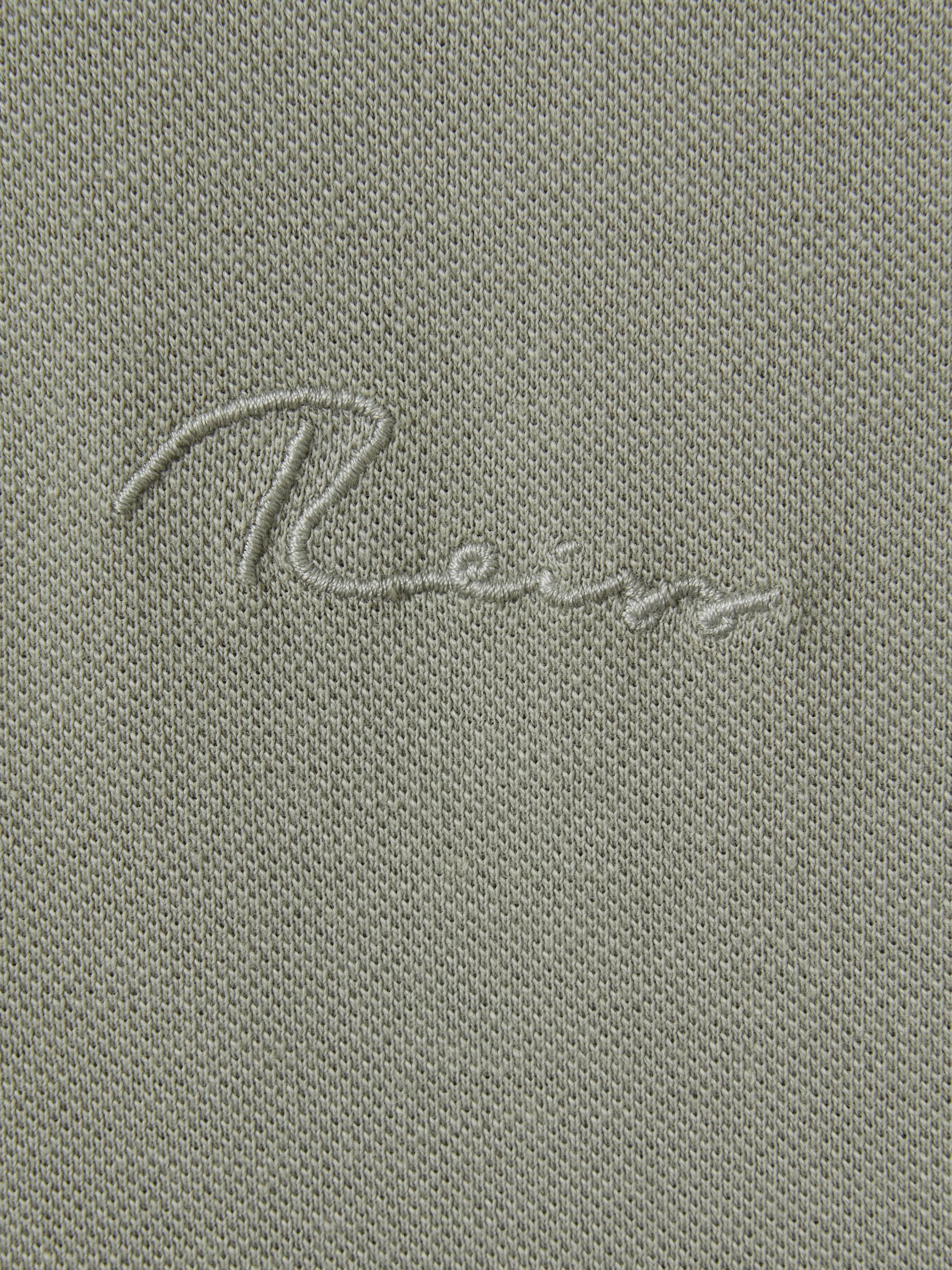 Slim Fit Garment Dyed Embroidered Polo Shirt in Dark Sage - Image 5 of 5