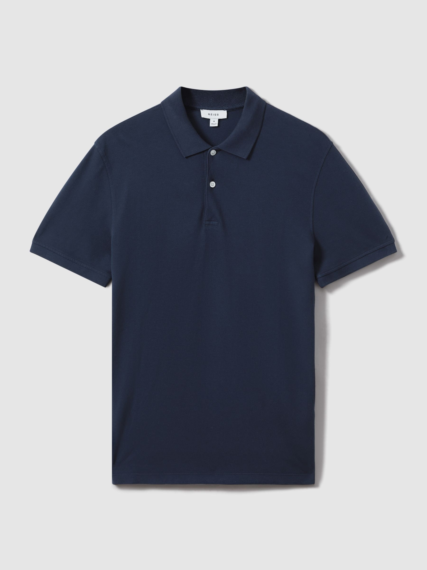 Garment Dyed Cotton Polo Shirt in Airforce Blue - Image 2 of 6