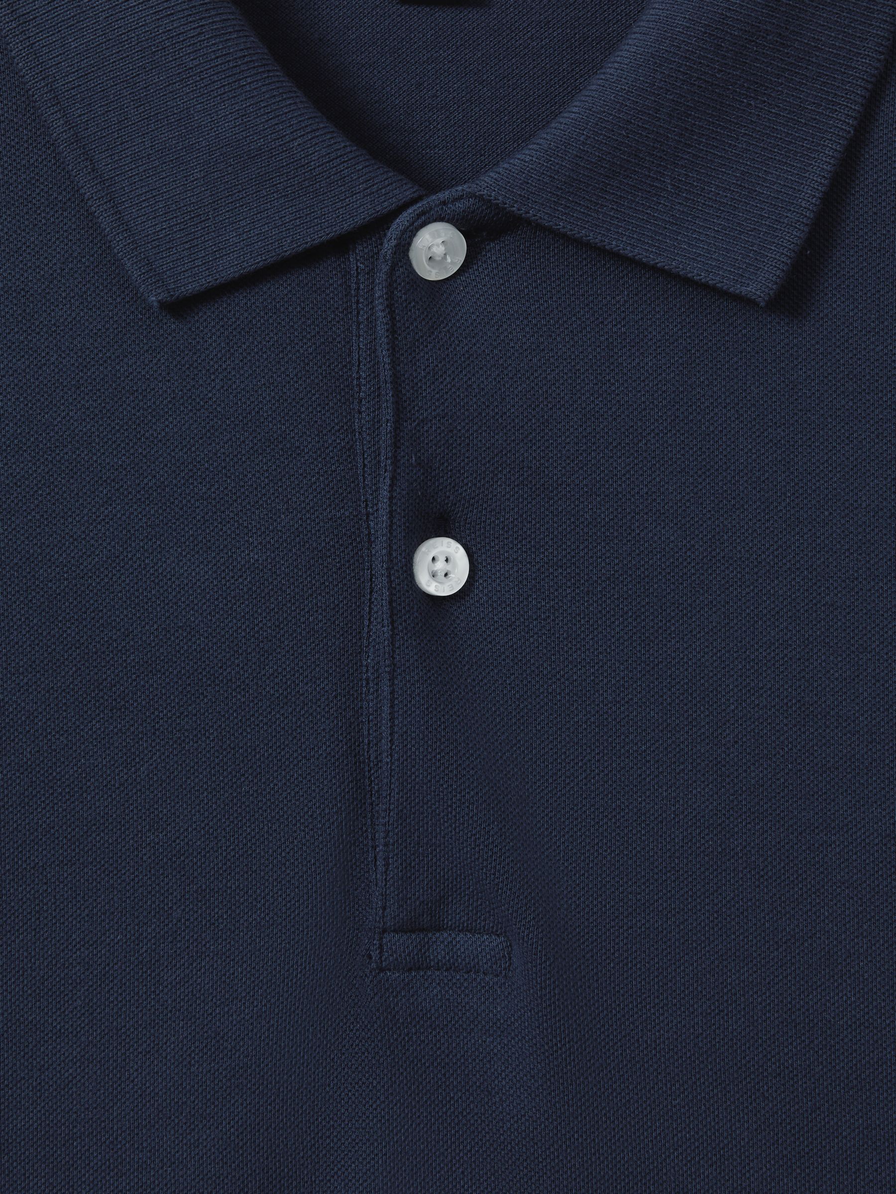 Garment Dyed Cotton Polo Shirt in Airforce Blue - Image 6 of 6