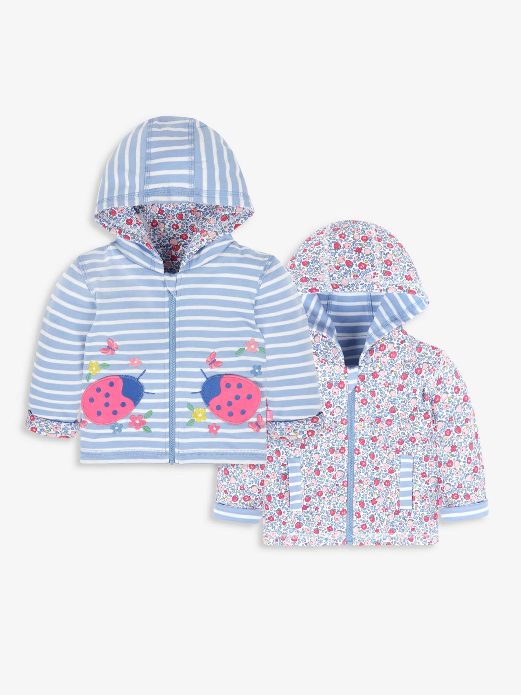 Blue Ladybird Appliqué With Pet In Pocket Reversible Hoodie - Image 1 of 6