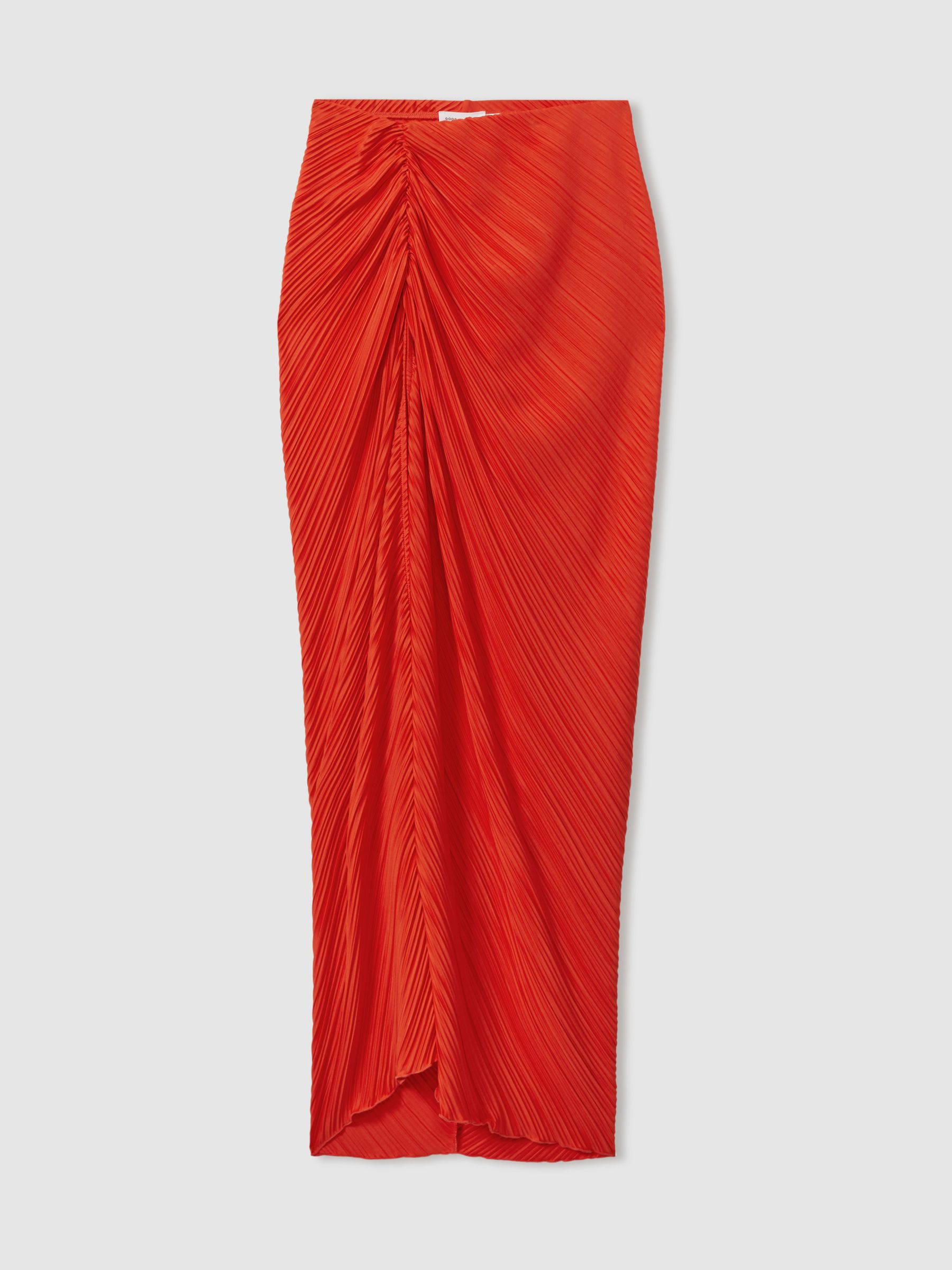 Plisse Beach Cover-Up Sarong in Red - Image 2 of 5
