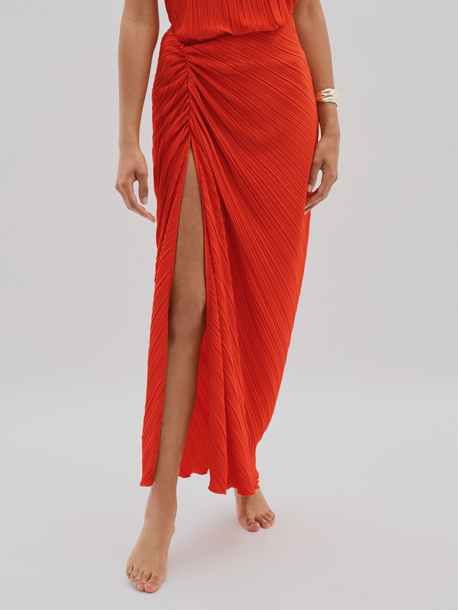 Plisse Beach Cover-Up Sarong in Red - Image 3 of 5