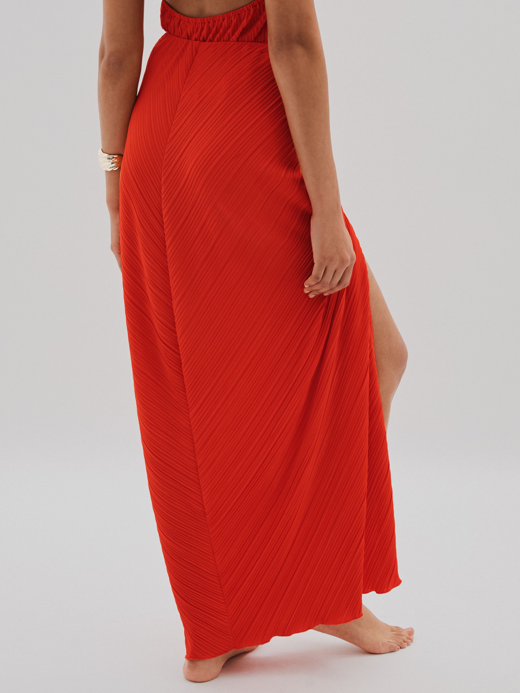 Plisse Beach Cover-Up Sarong in Red - Image 4 of 5
