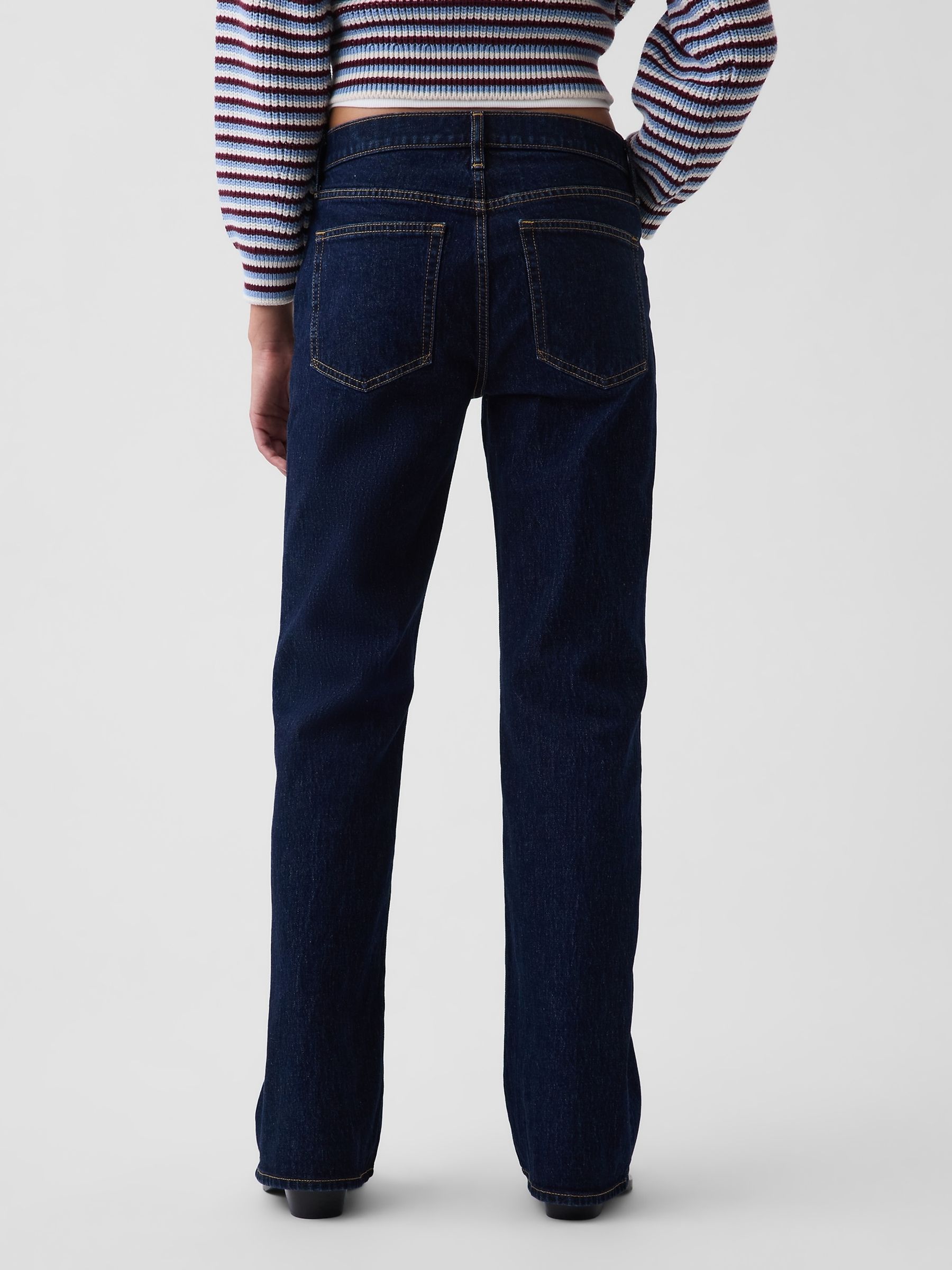 Dark Indigo Wash Mid Rise Relaxed Flare Jeans - Image 2 of 5 Dark Indigo Wash Mid Rise Relaxed Flare Jeans - Image 2 of 5
