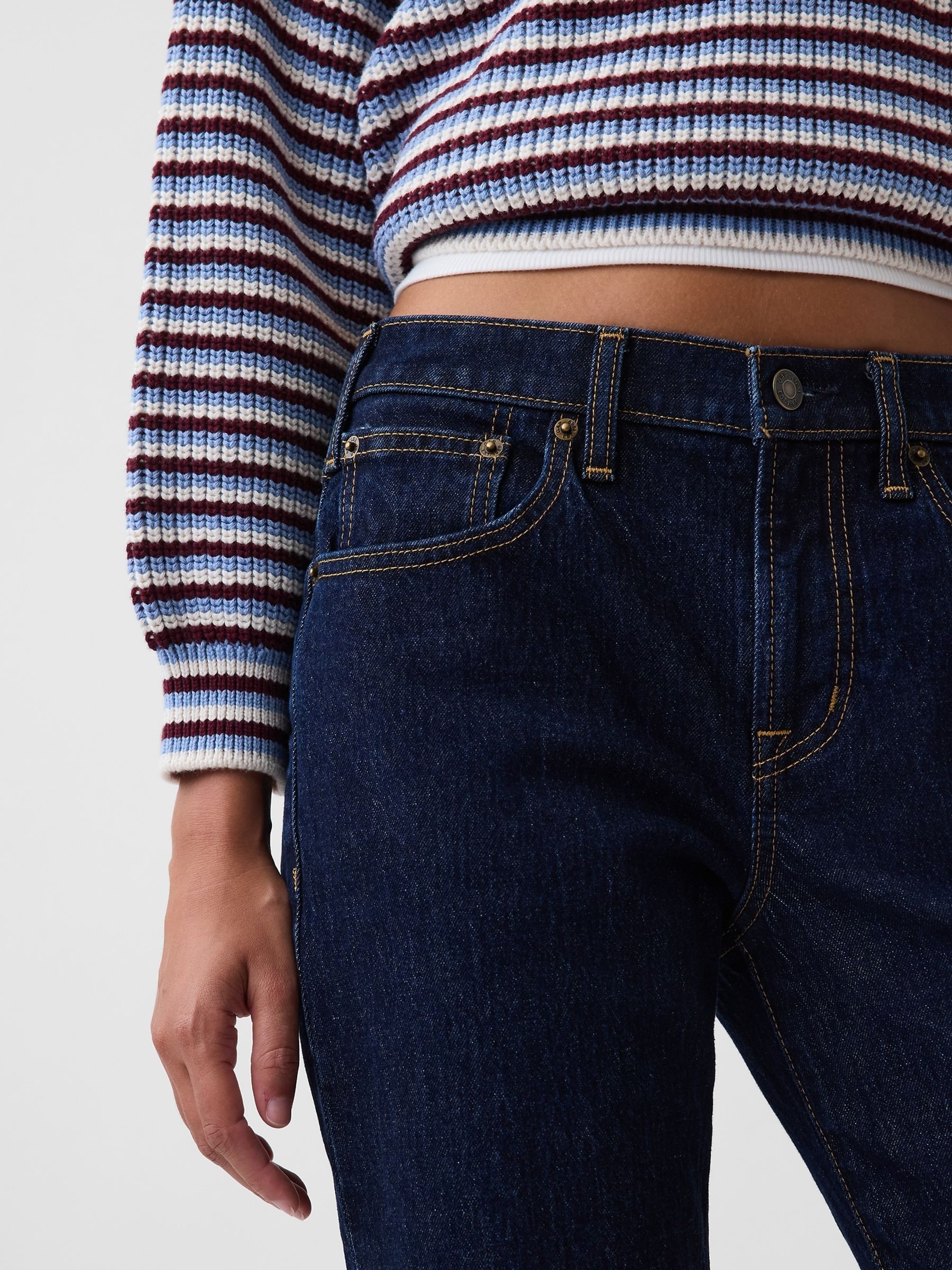 Dark Indigo Wash Mid Rise Relaxed Flare Jeans - Image 5 of 5