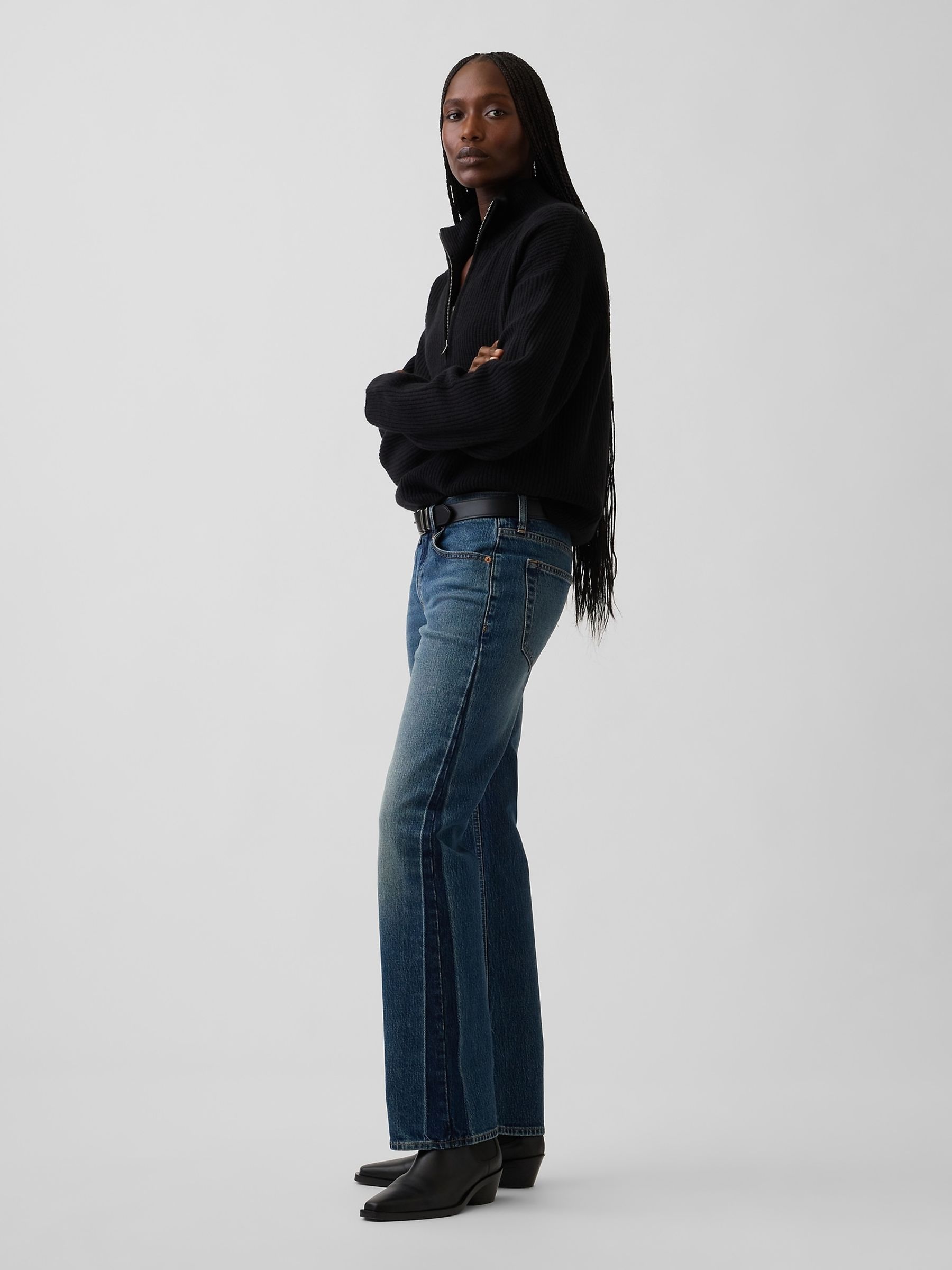 Dark Wash Mid Rise Relaxed Straight Jeans - Image 5 of 7