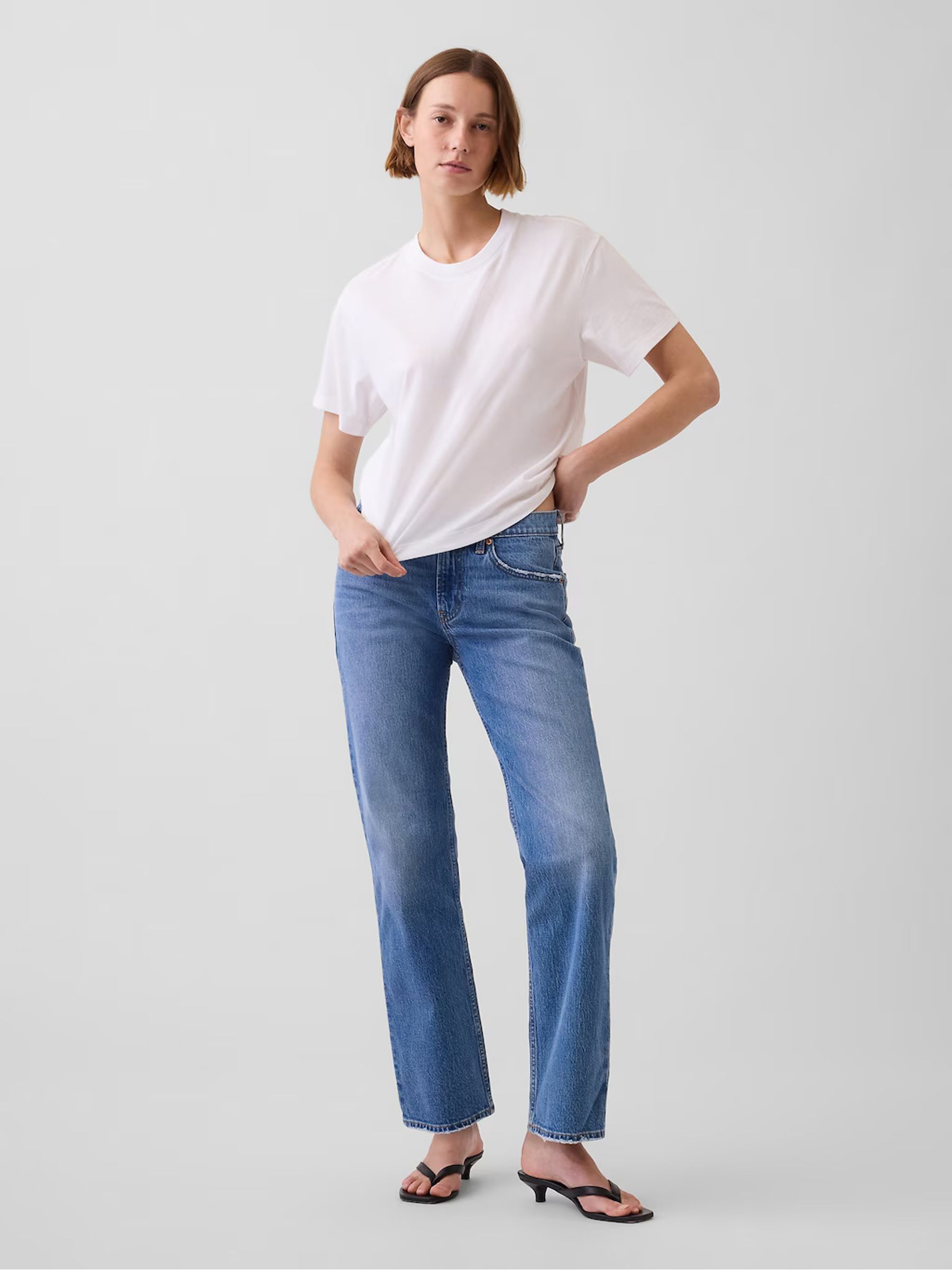 Medium Wash Mid Rise Relaxed Straight Jeans - Image 2 of 5 Medium Wash Mid Rise Relaxed Straight Jeans - Image 2 of 5