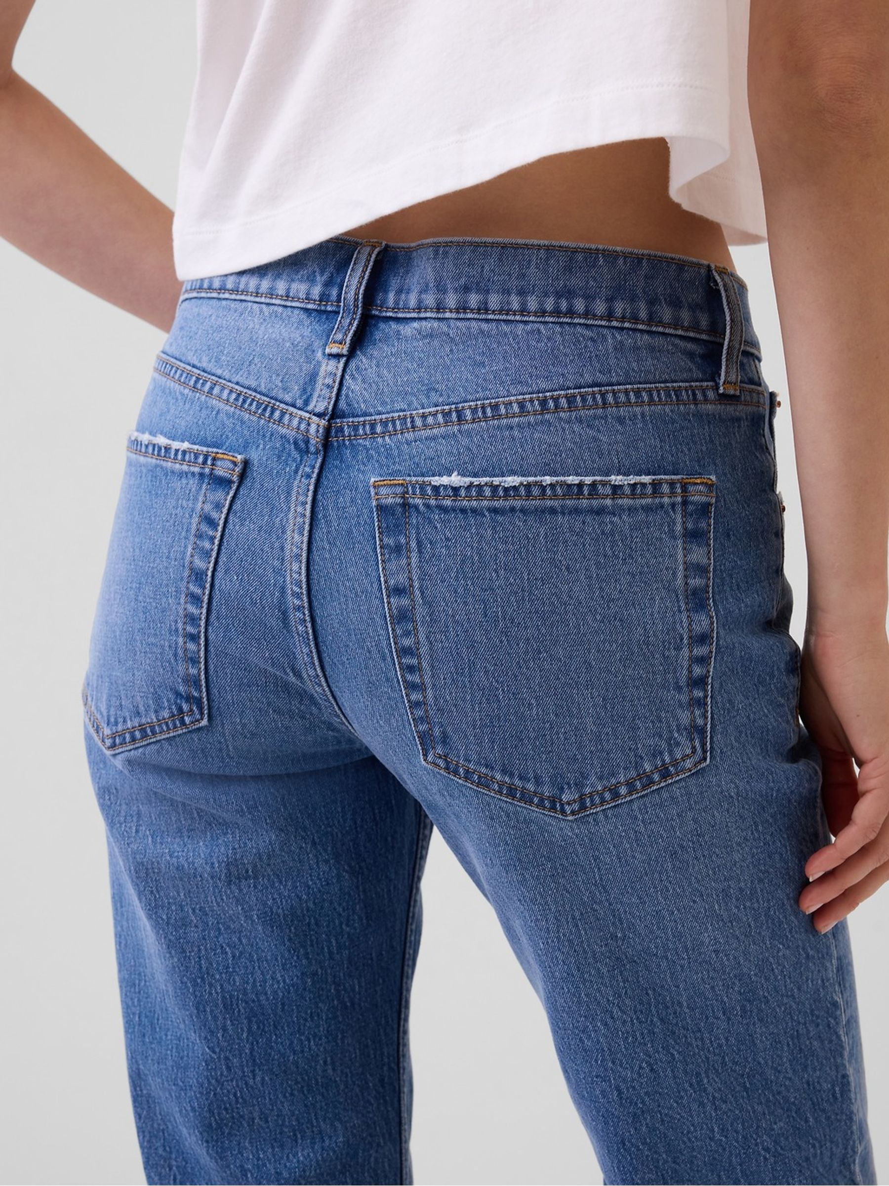Medium Wash Mid Rise Relaxed Straight Jeans - Image 4 of 5