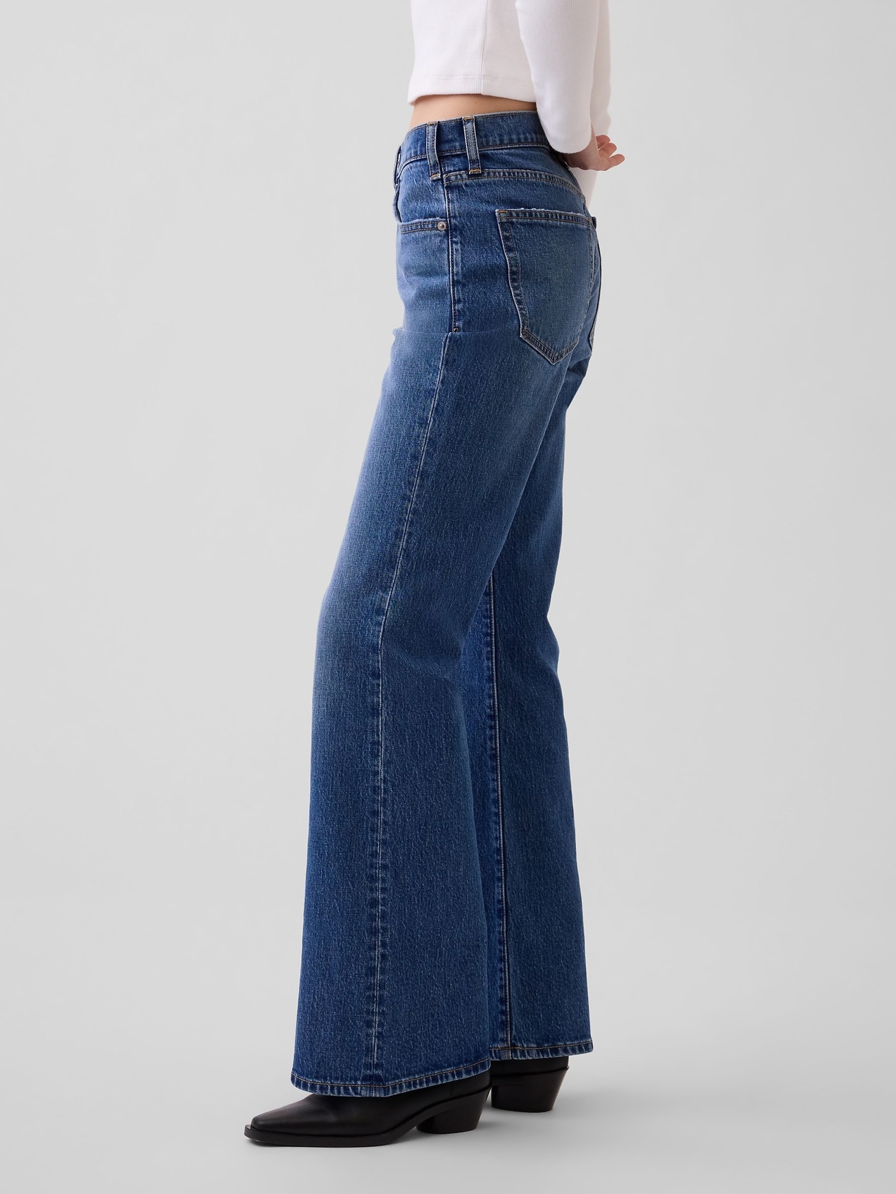 Medium Wash Mid Rise Relaxed Flare Jeans - Image 3 of 5