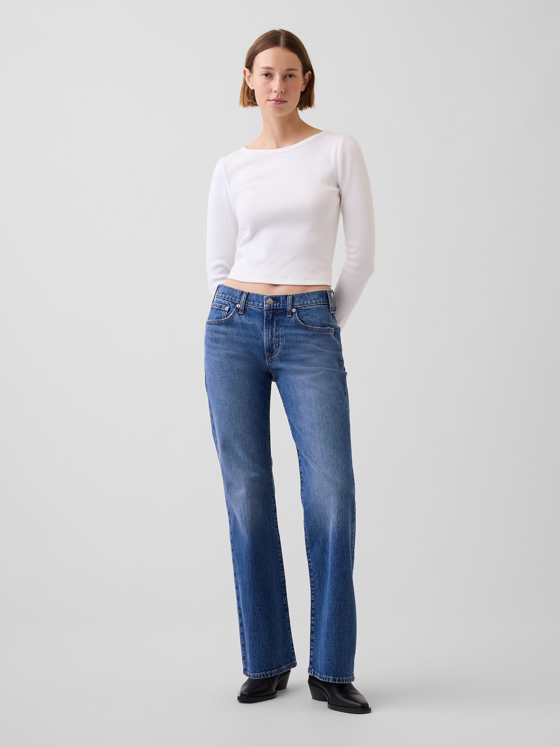 Medium Wash Mid Rise Relaxed Flare Jeans - Image 5 of 5