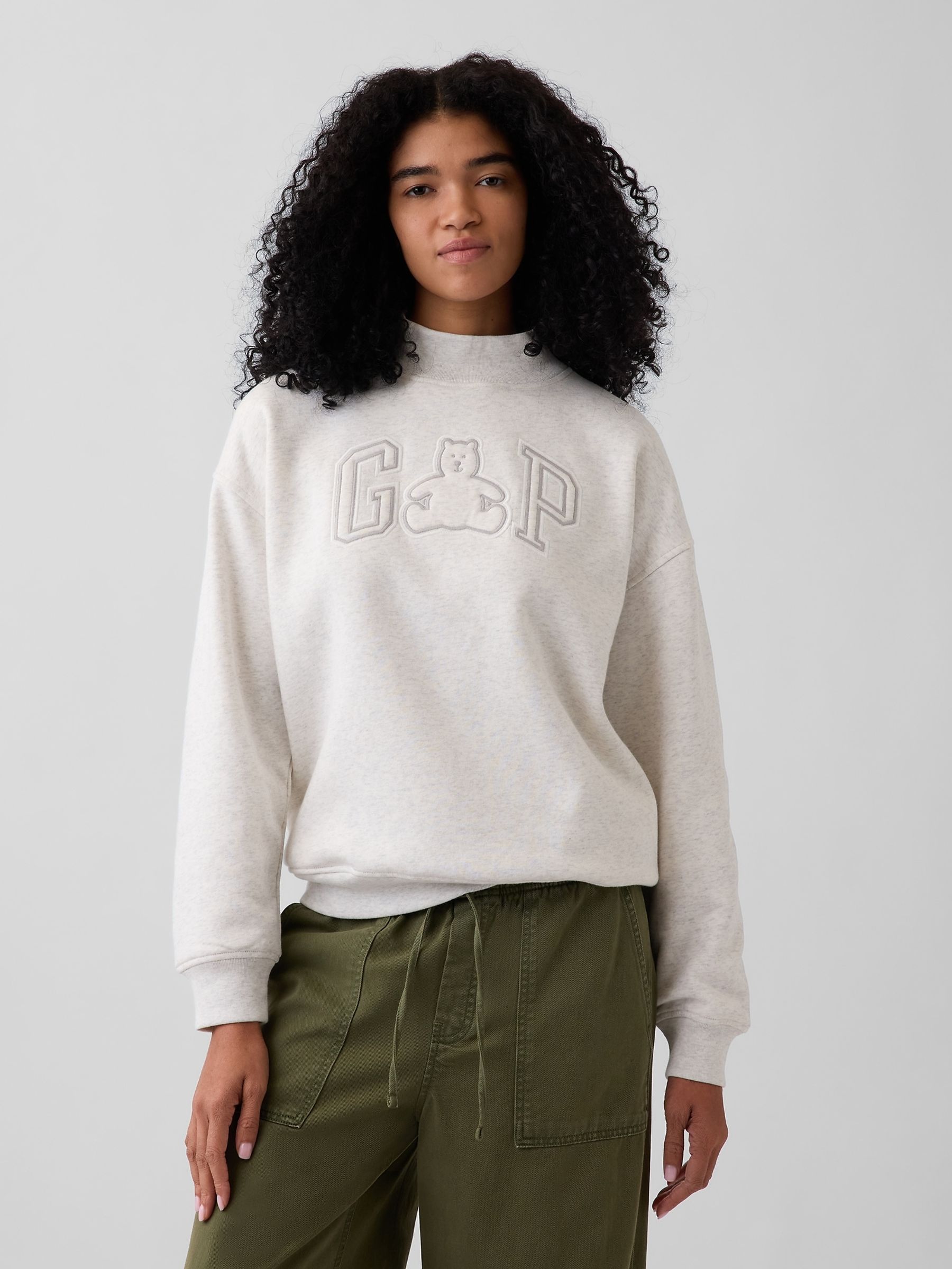 Grey Brannan Bear VintageSoft Oversized Mock Neck Logo Sweatshirt - Image 1 of 6