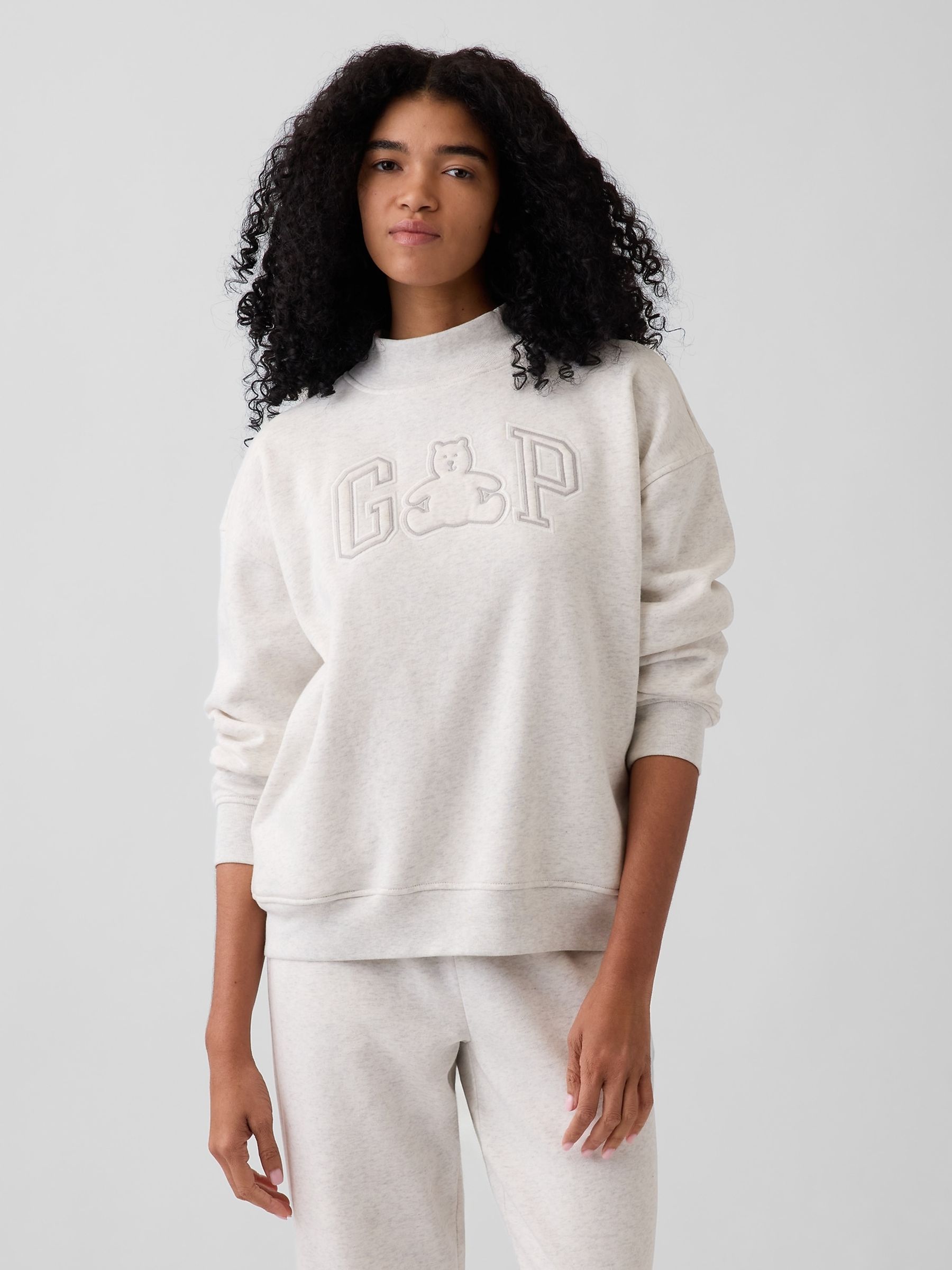 Grey Brannan Bear VintageSoft Oversized Mock Neck Logo Sweatshirt - Image 4 of 6