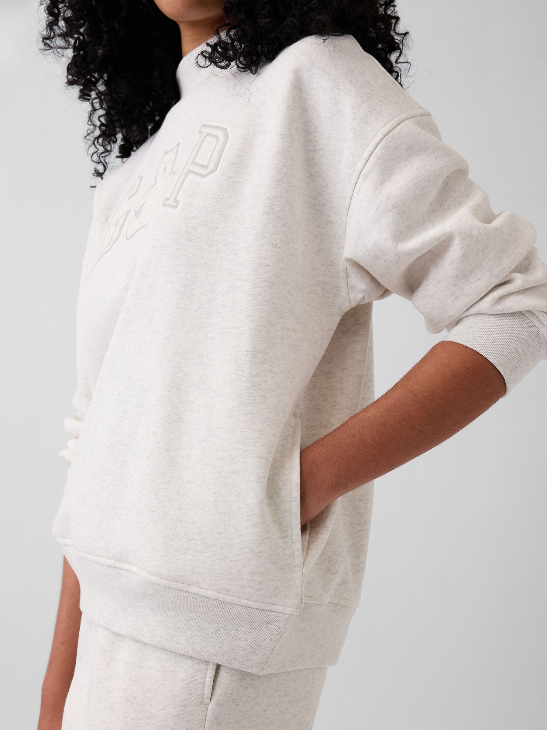 Grey Brannan Bear VintageSoft Oversized Mock Neck Logo Sweatshirt - Image 6 of 6