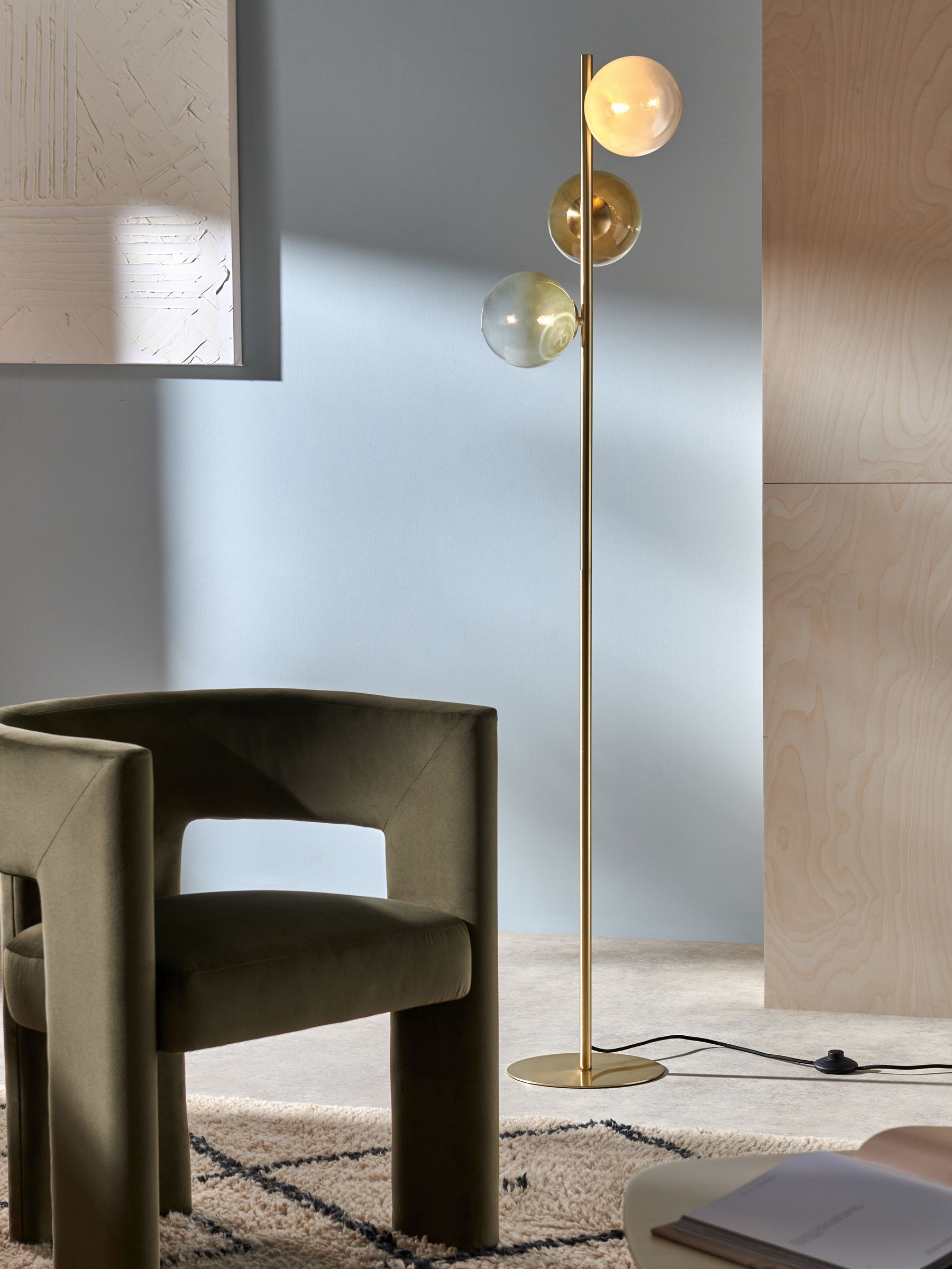 Globe Floor Lamp in Brass/Green Ombre - Image 1 of 5