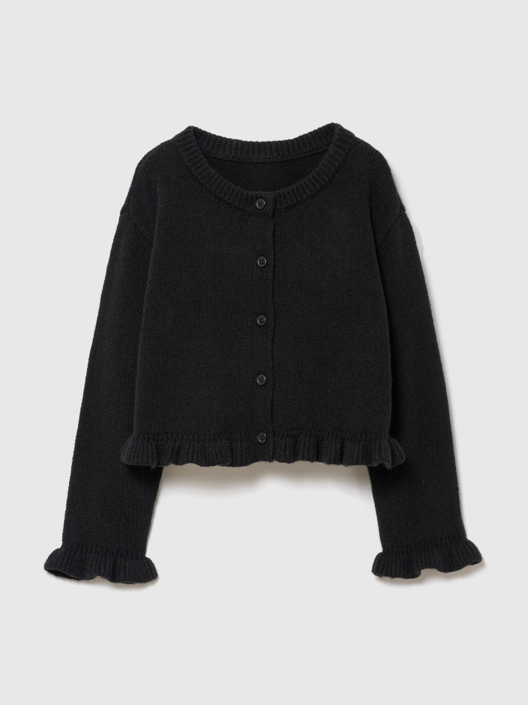 Black CashSoft Ruffle Cardigan - Image 1 of 3 Black CashSoft Ruffle Cardigan - Image 1 of 3