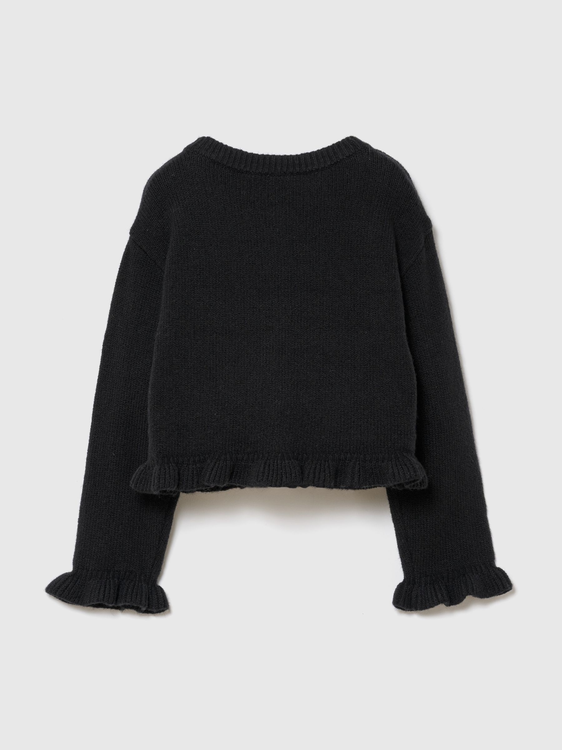 Black CashSoft Ruffle Cardigan - Image 2 of 3