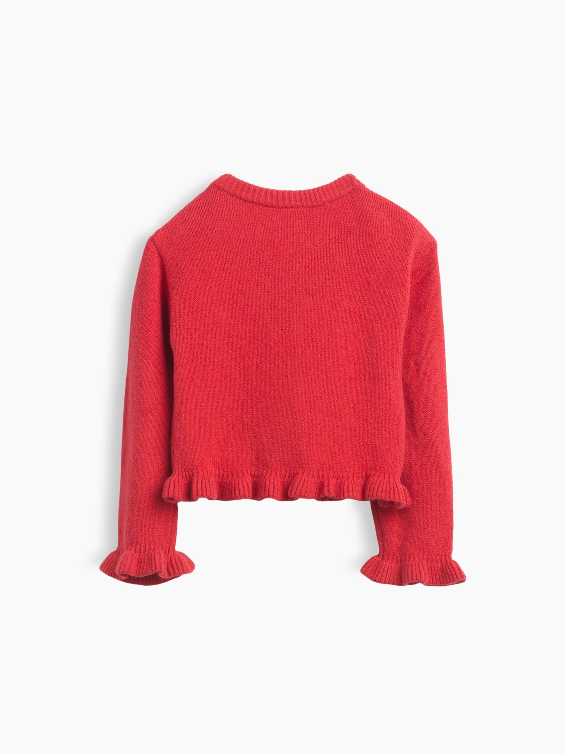 Red CashSoft Ruffle Cardigan - Image 3 of 4