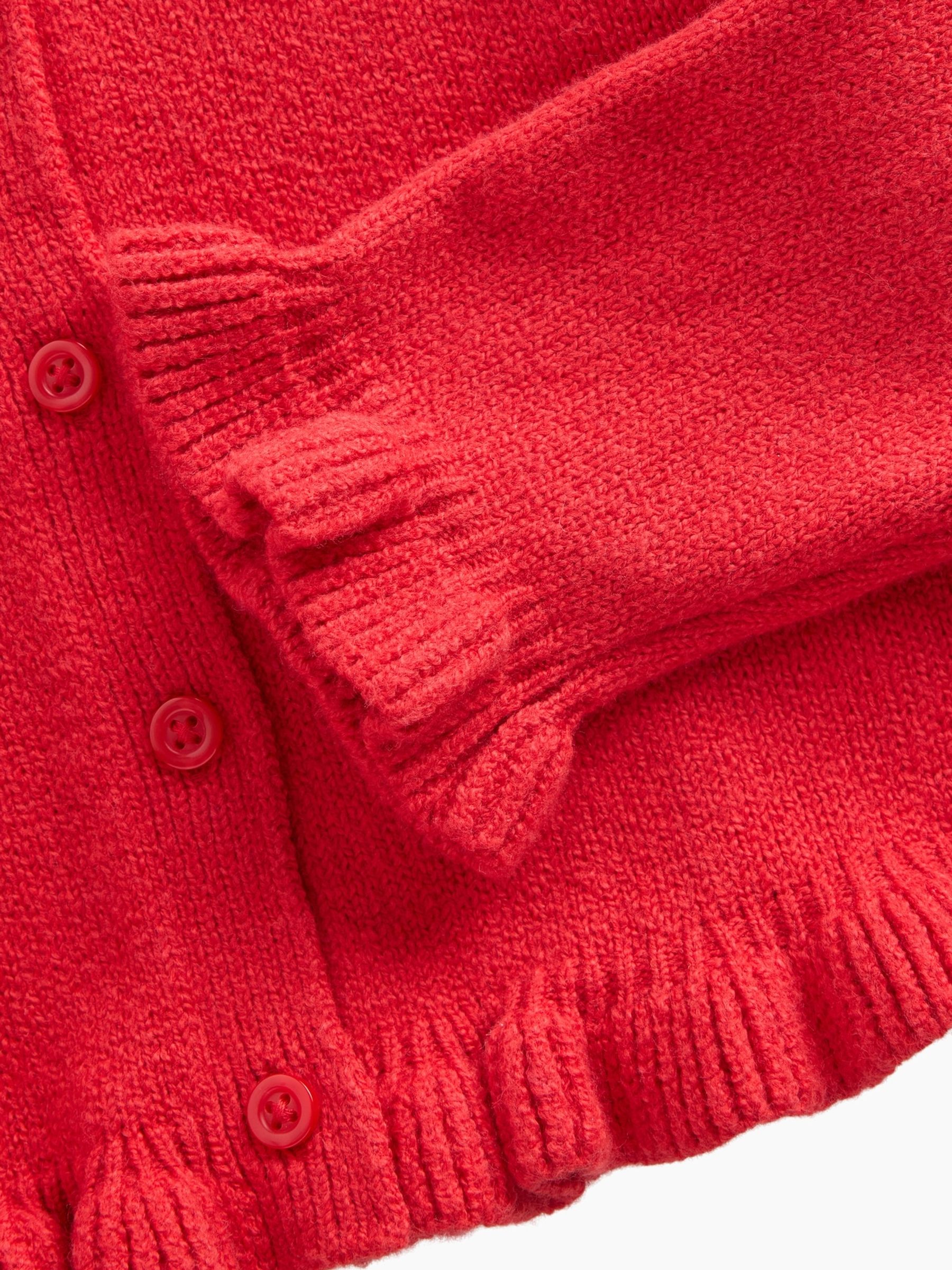 Red CashSoft Ruffle Cardigan - Image 4 of 4