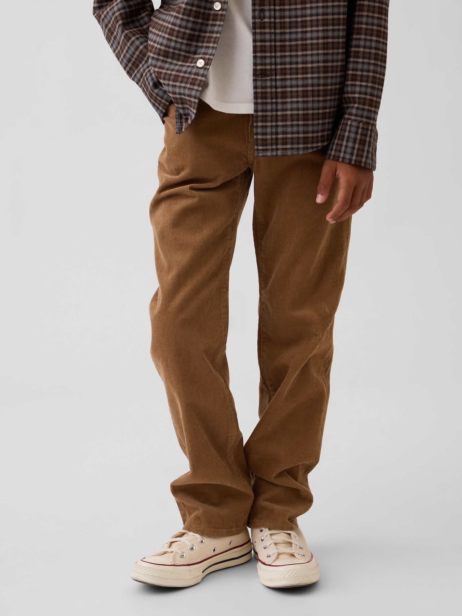 Tan Brown Corduroy Relaxed Straight Jeans - Image 1 of 6
