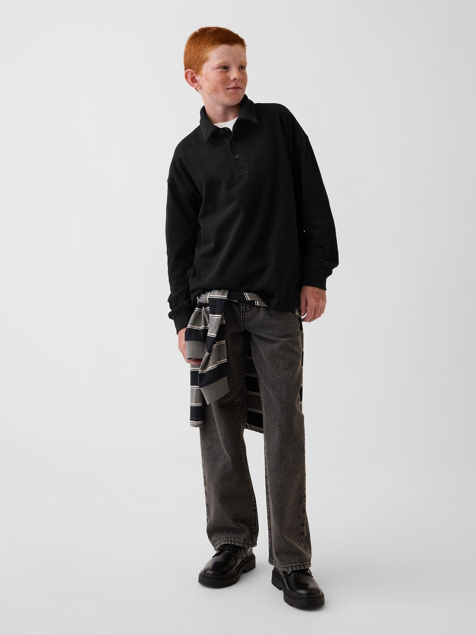 Black Heavyweight Relaxed Polo Shirt - Image 3 of 5