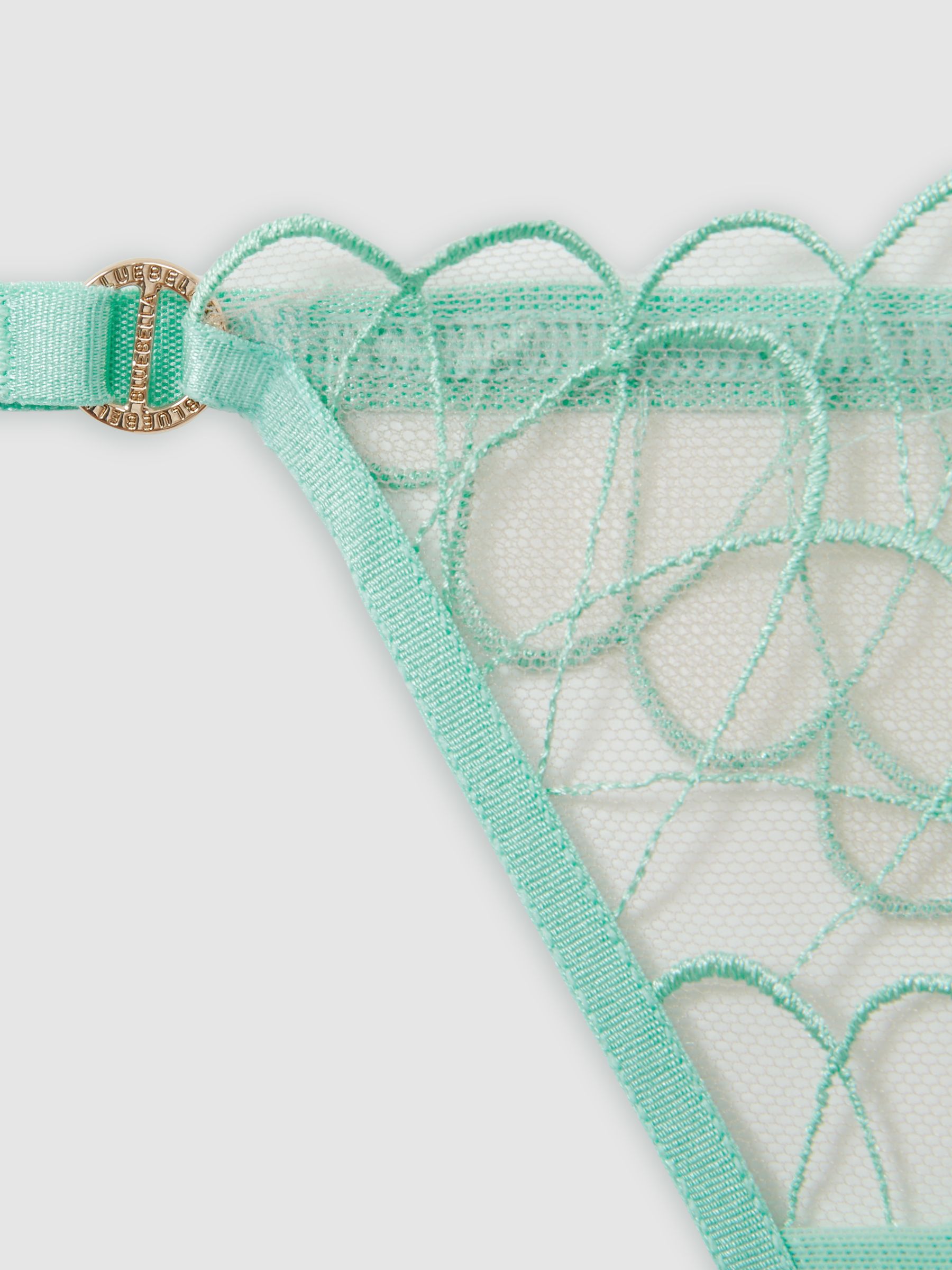 Bluebella Mint Sheer Mesh Geborduurde G-String String - Afbeelding 2 van 2