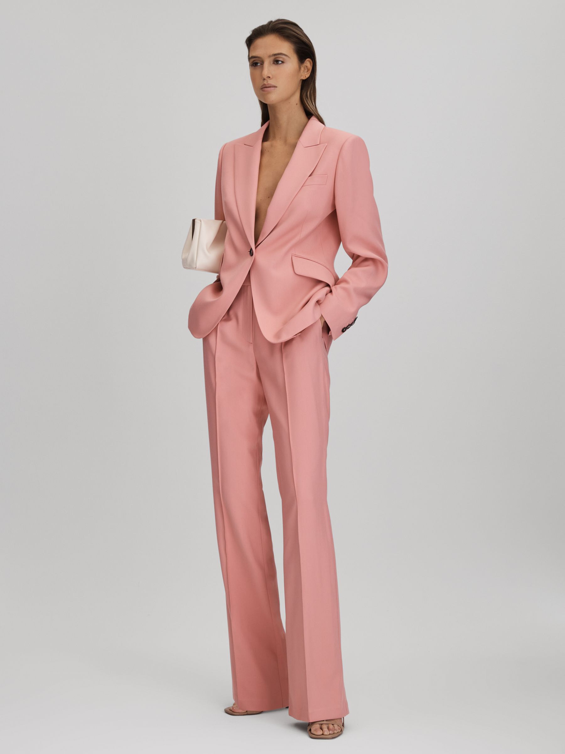 Petite Tailored Single Breasted Suit Blazer in Pink - Image 6 of 8