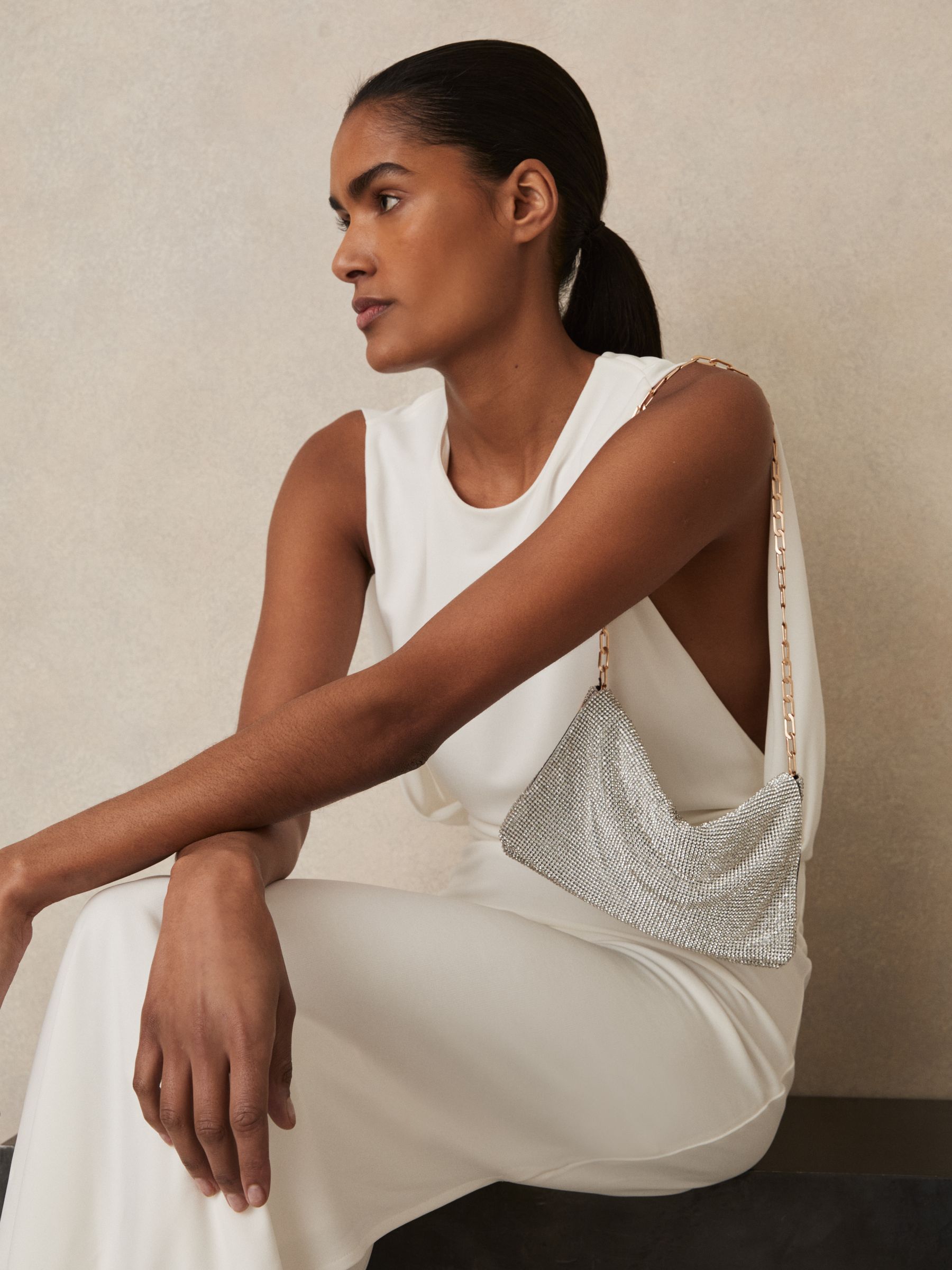 Embellished Chainmail Shoulder Bag in Silver - Image 2 of 5