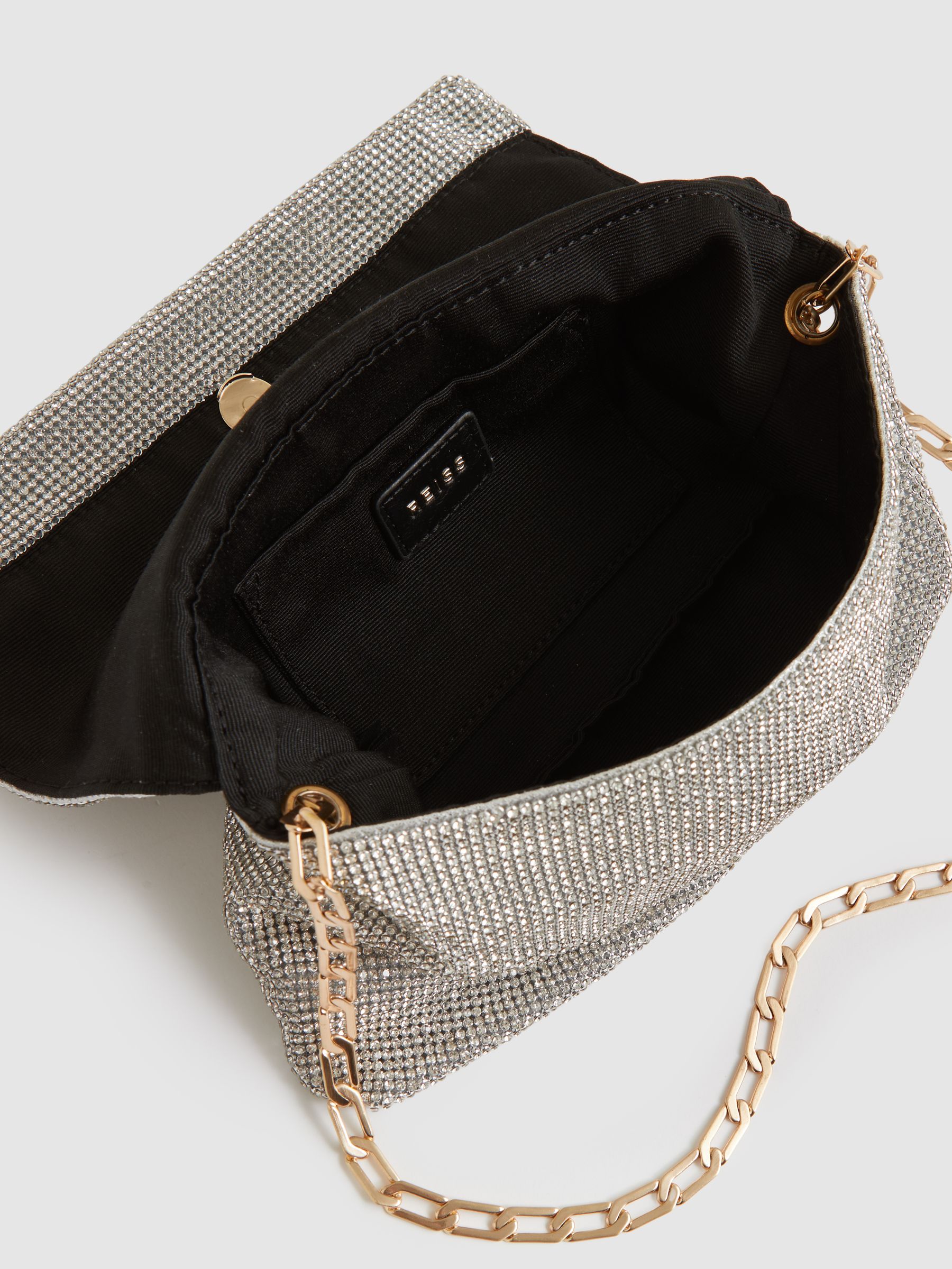 Embellished Chainmail Shoulder Bag in Silver - Image 3 of 5