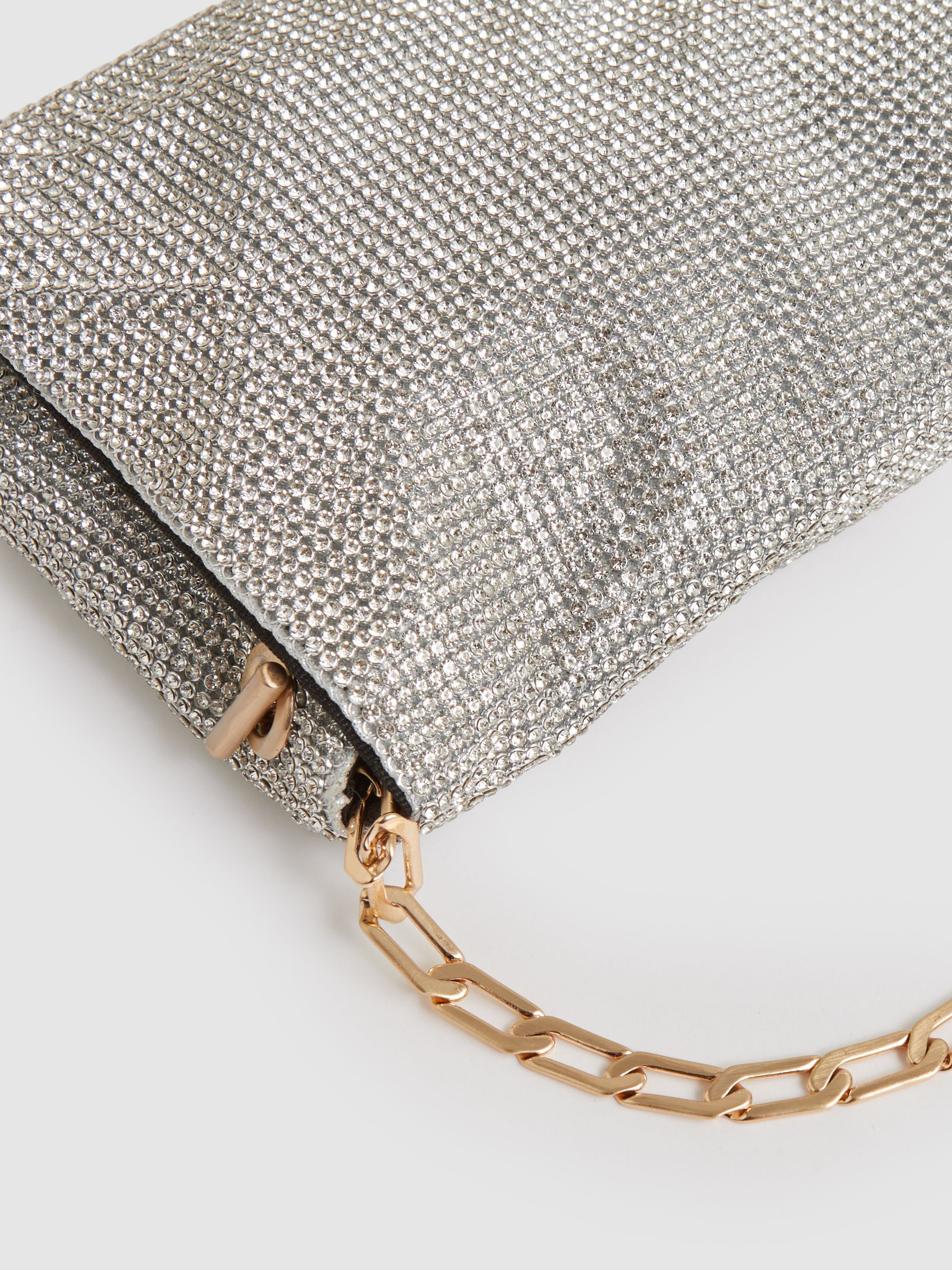 Embellished Chainmail Shoulder Bag in Silver - Image 5 of 5