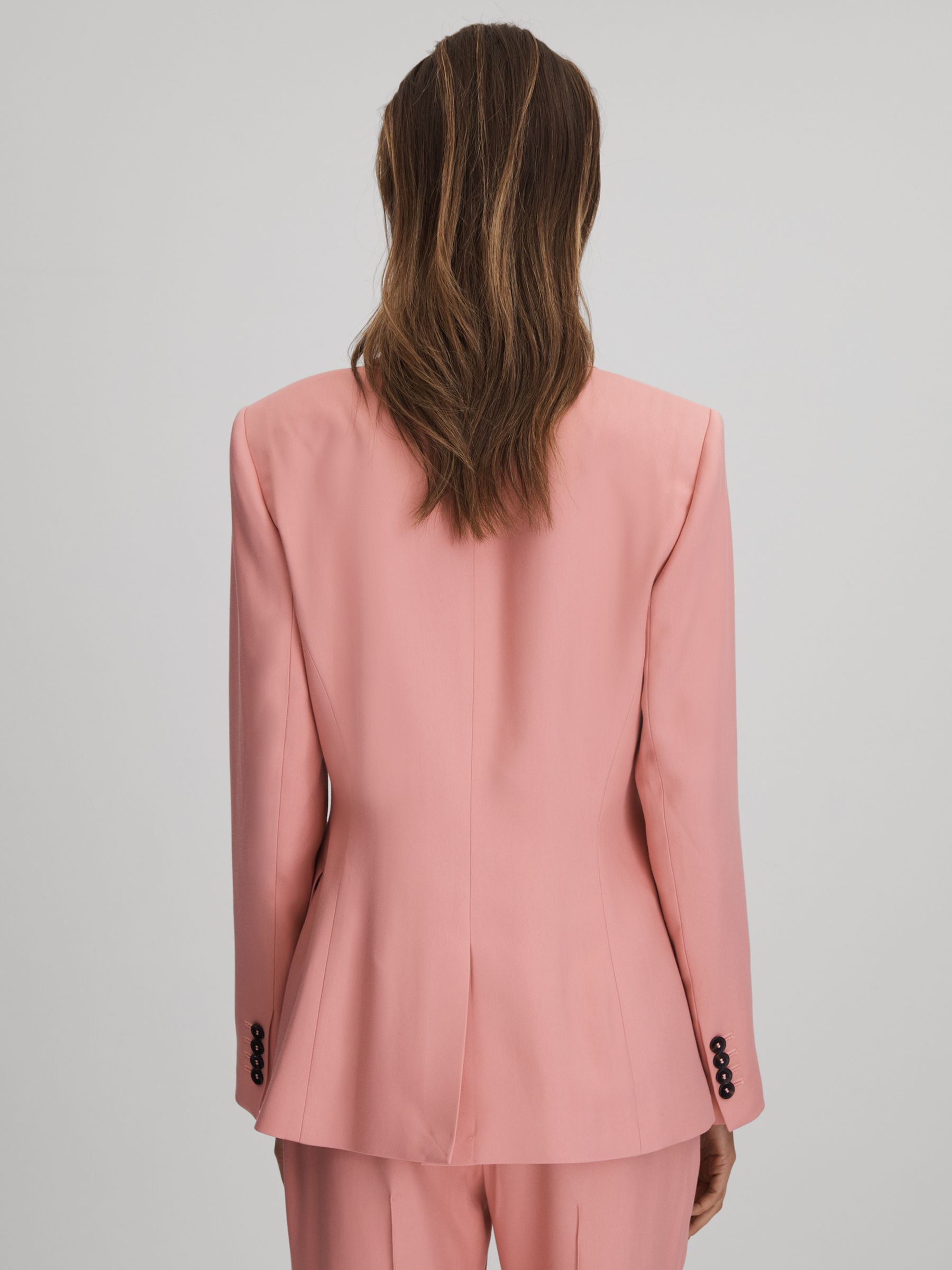 Tailored Single Breasted Suit Blazer in Pink - Image 5 of 7