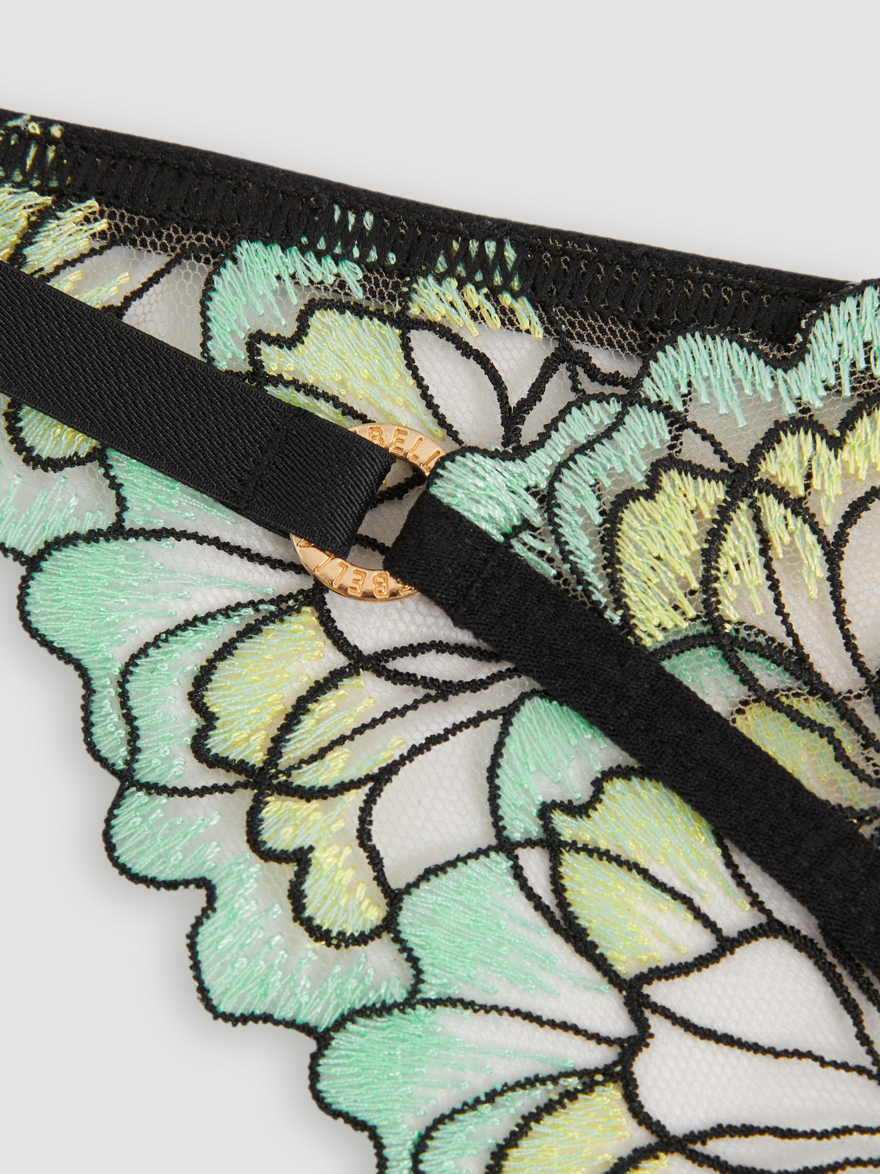 Bluebella Mint/Black Sheer Mesh Briefs - Image 2 of 2