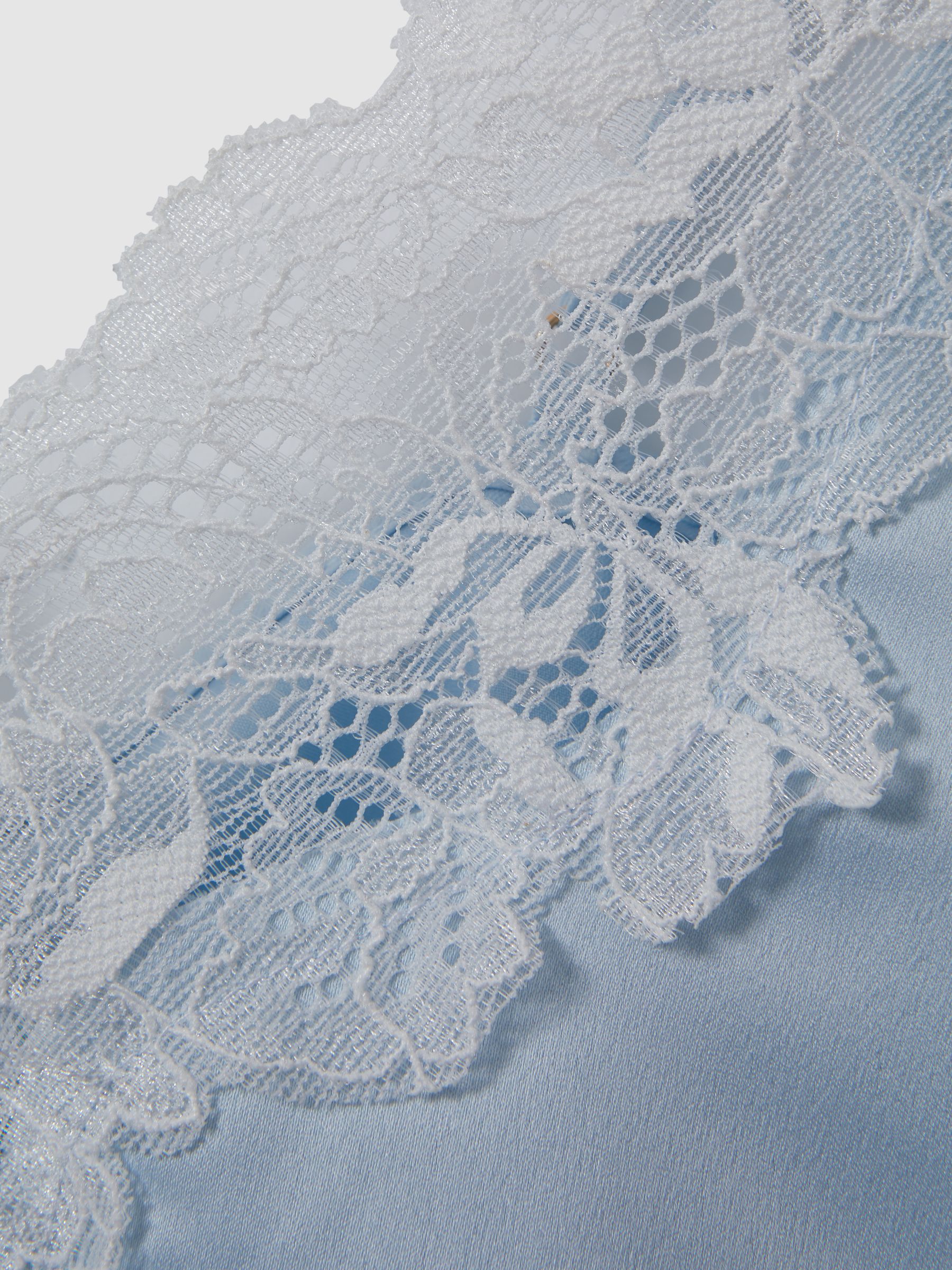 Bluebella Satin Shorts and Cami Set in Soft Blue/White - Image 2 of 2