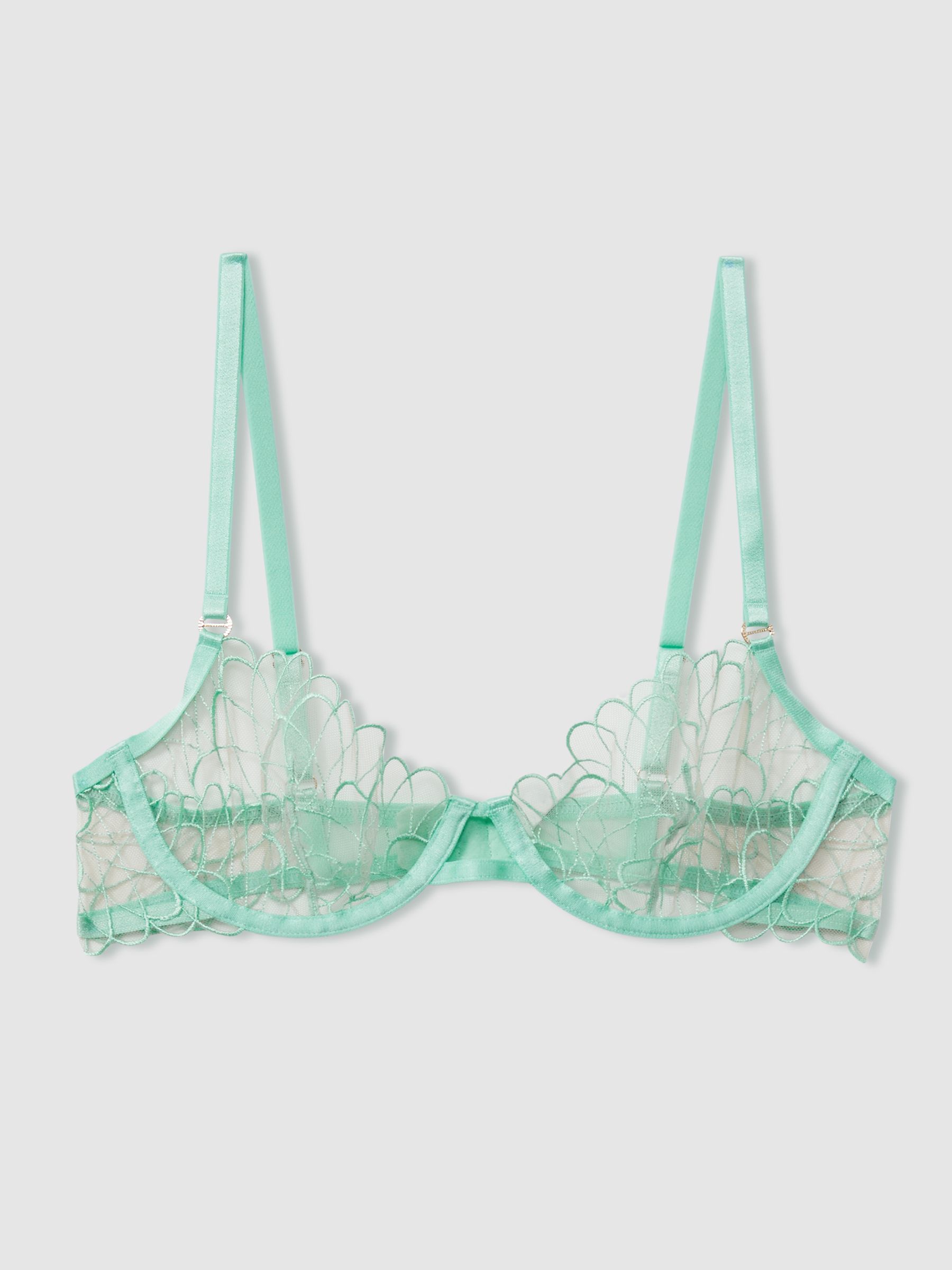 Bluebella Mint Bluebella Sheer Embroidered Underwired Bra - Image 1 of 2 Bluebella Mint Bluebella Sheer Embroidered Underwired Bra - Image 1 of 2