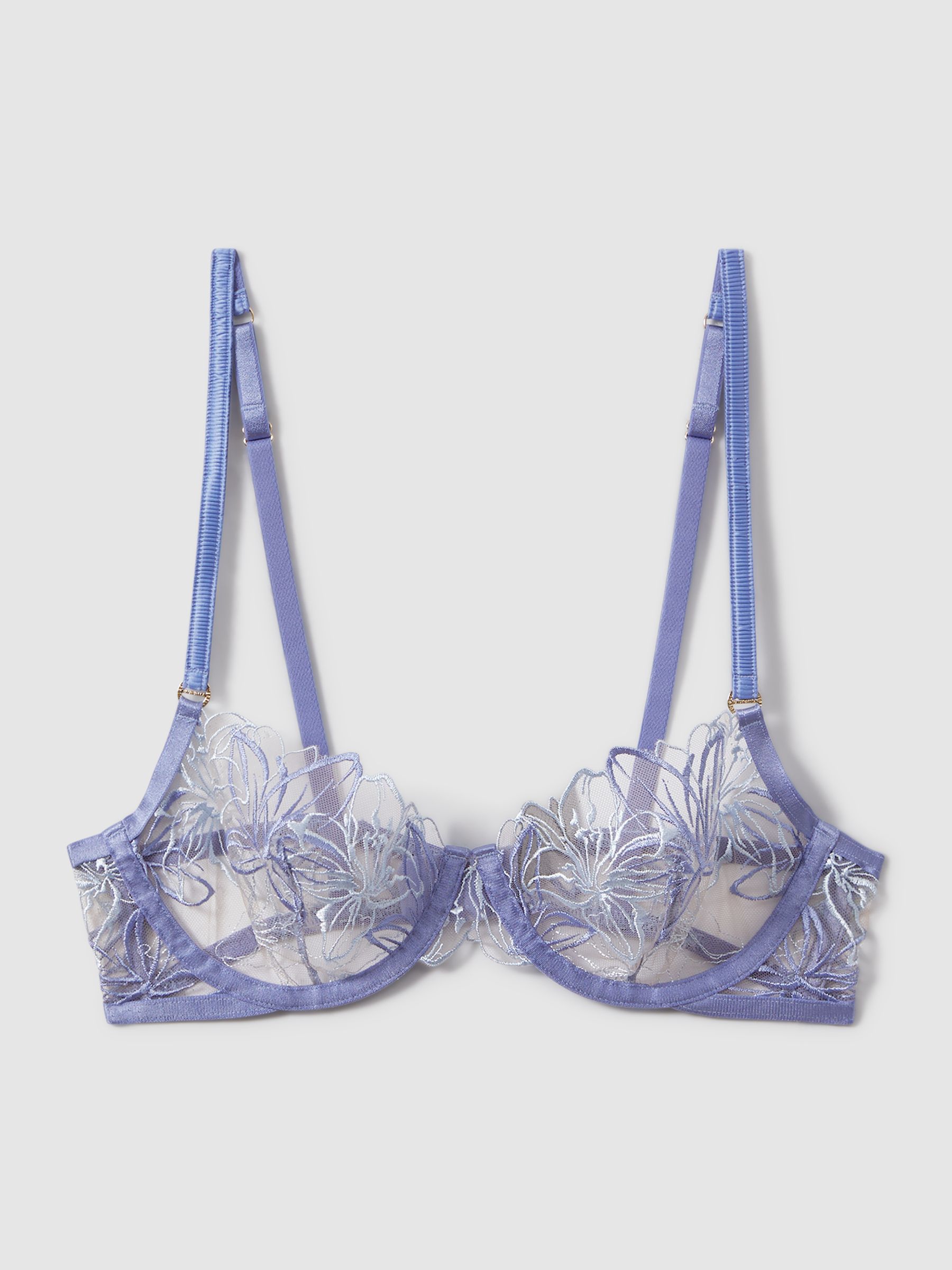 Bluebella Sheer Embroidered Bra in Hydrangea Blue - Image 2 of 3