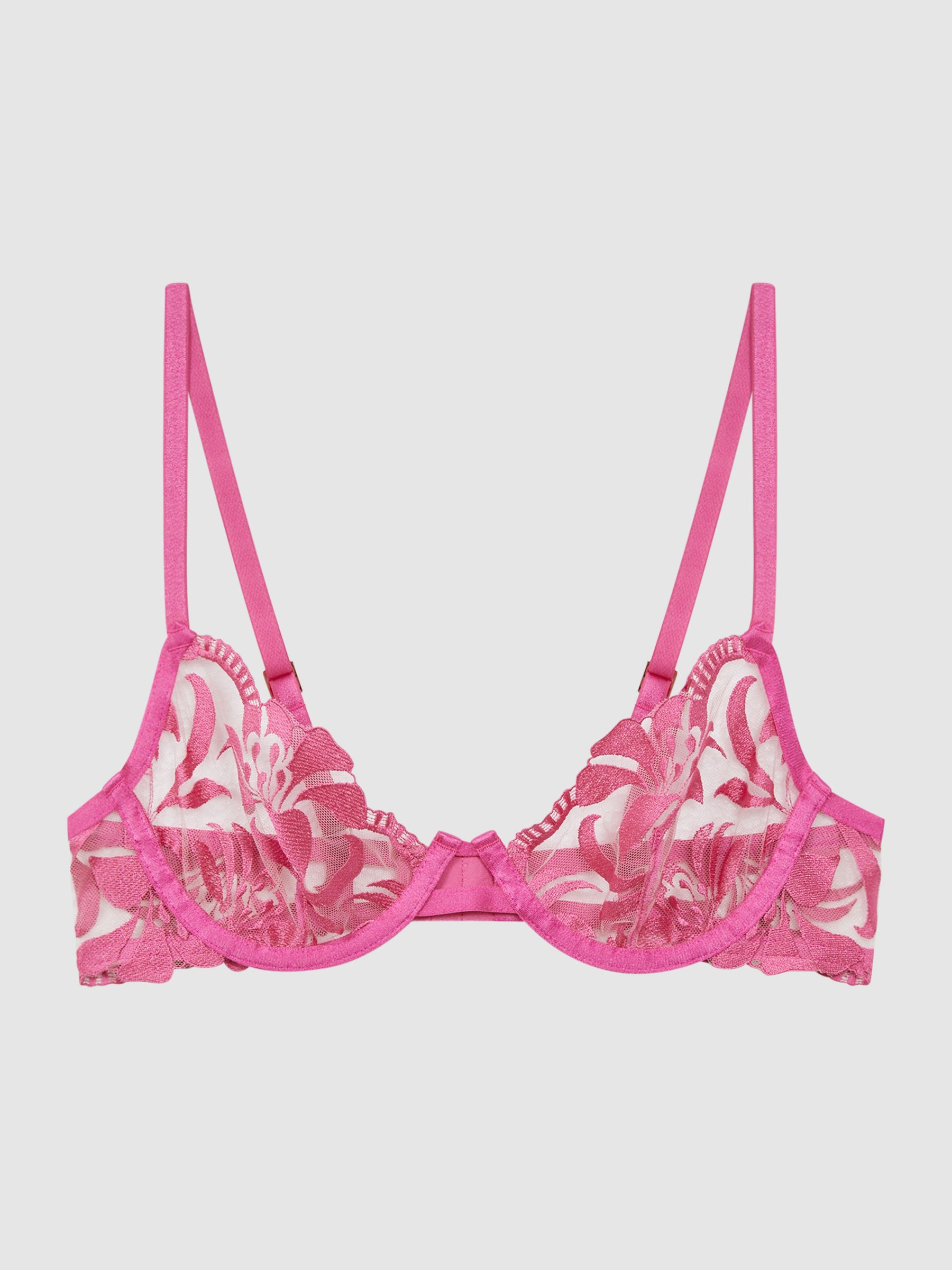 Bluebella Mesh Embroidered Bra in Fuchsia Pink - Image 2 of 3