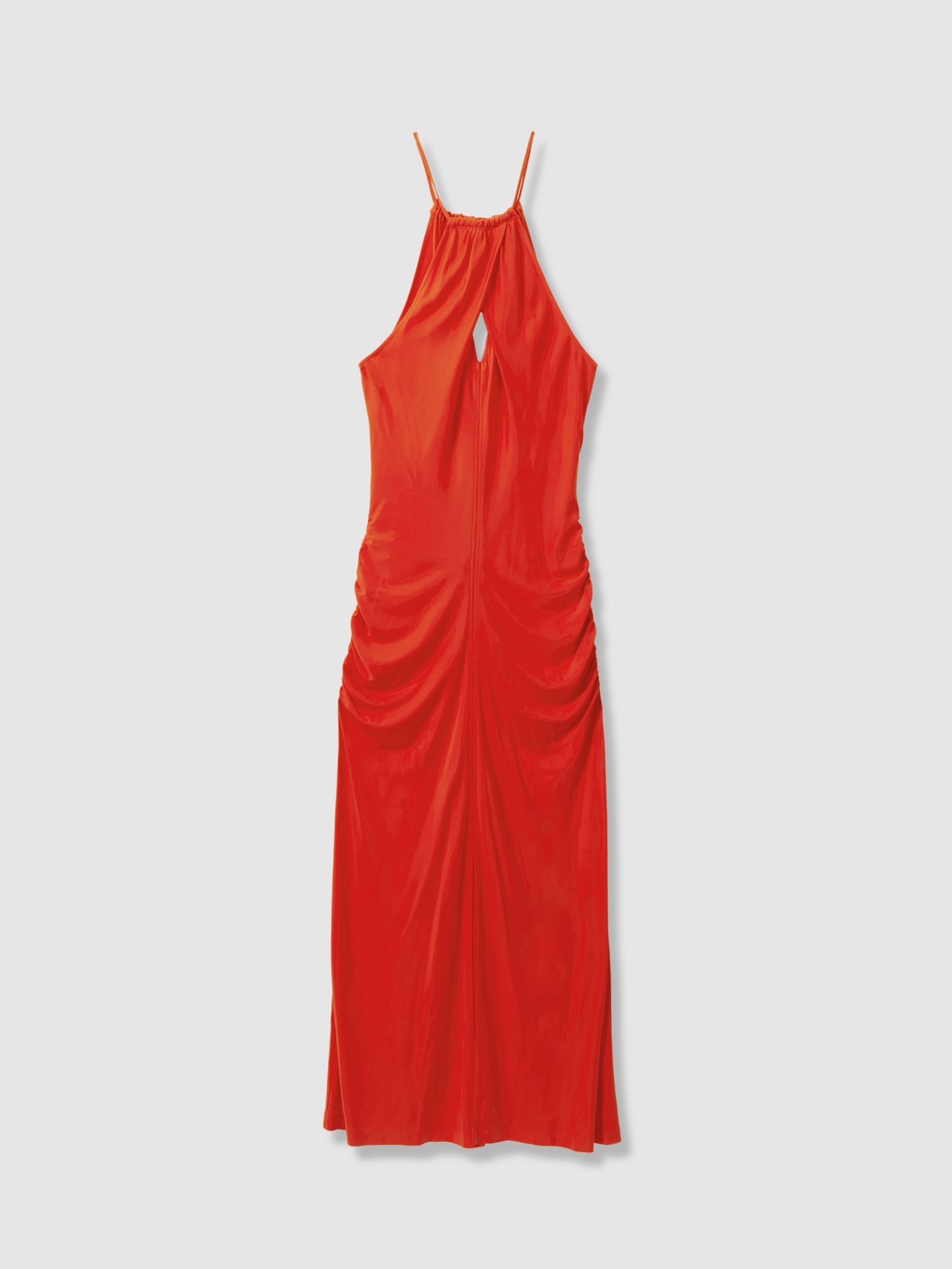 Jersey Halter Neck Midi Dress in Orange - Image 2 of 5