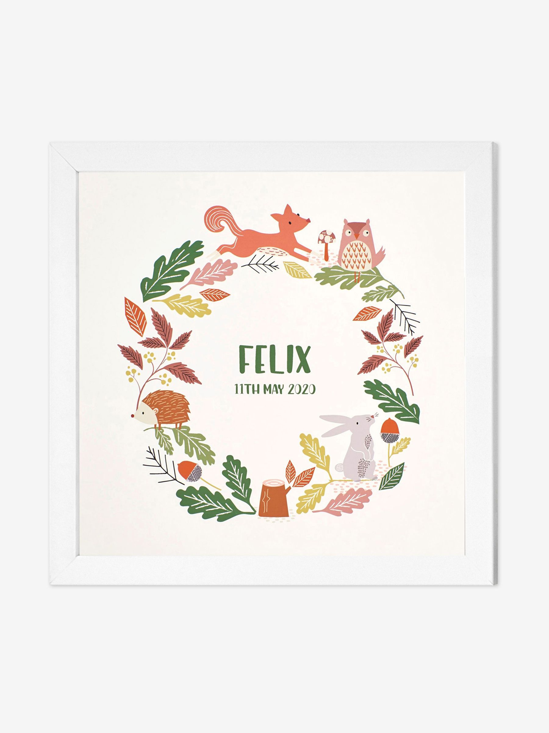 White Personalised & Framed Woodland Print - Image 1 of 1