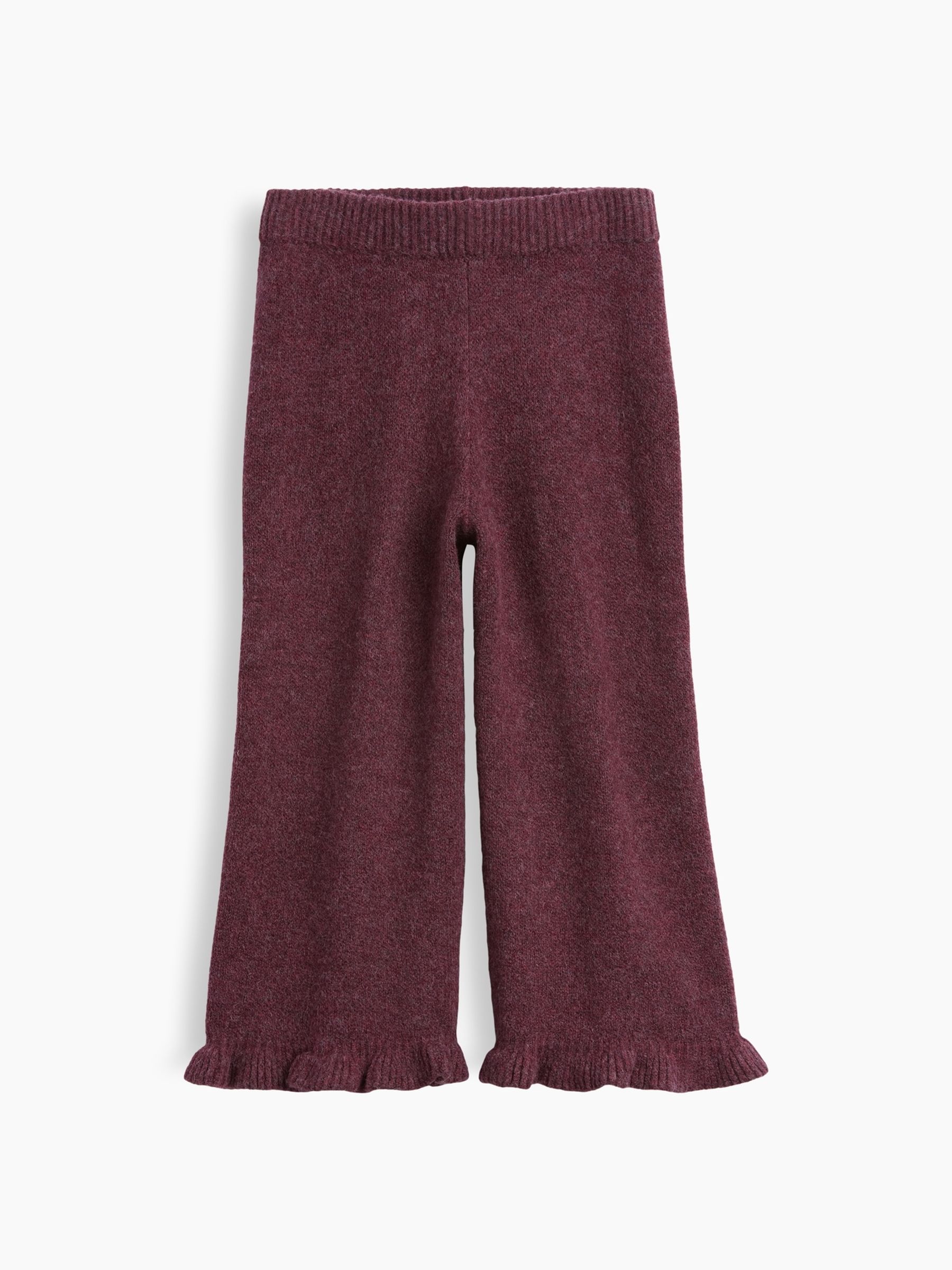 Burgundy Red CashSoft Ruffle Wide-Leg Trousers - Image 1 of 3 Burgundy Red CashSoft Ruffle Wide-Leg Trousers - Image 1 of 3