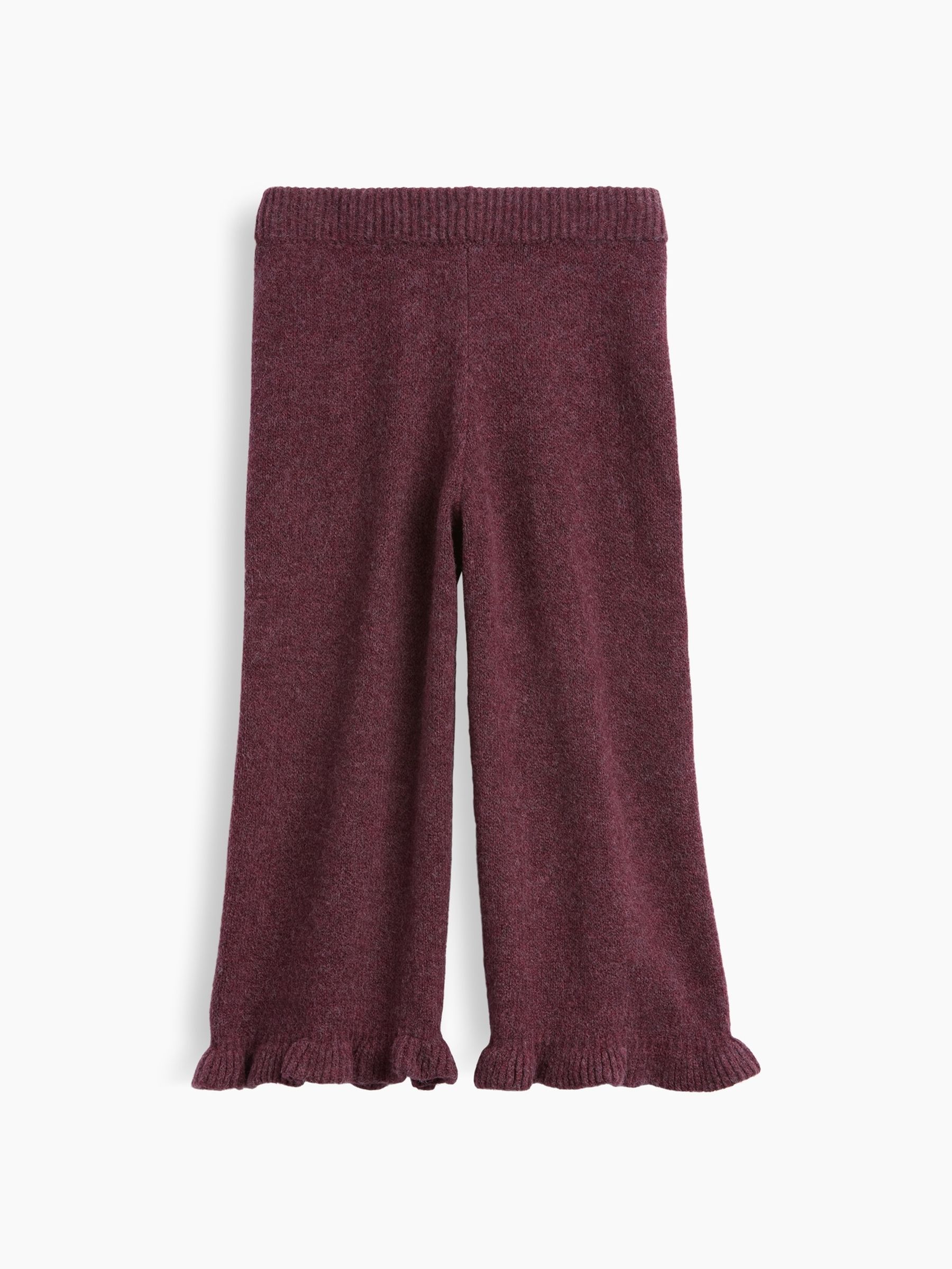 Burgundy Red CashSoft Ruffle Wide-Leg Trousers - Image 2 of 3 Burgundy Red CashSoft Ruffle Wide-Leg Trousers - Image 2 of 3