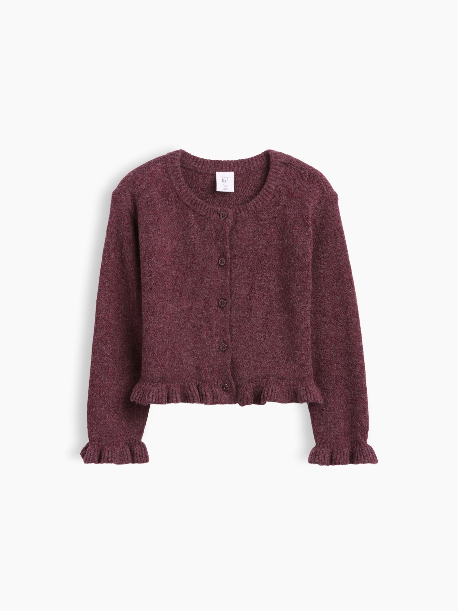 Burgundy Red CashSoft Ruffle Cardigan - Image 1 of 3 Burgundy Red CashSoft Ruffle Cardigan - Image 1 of 3