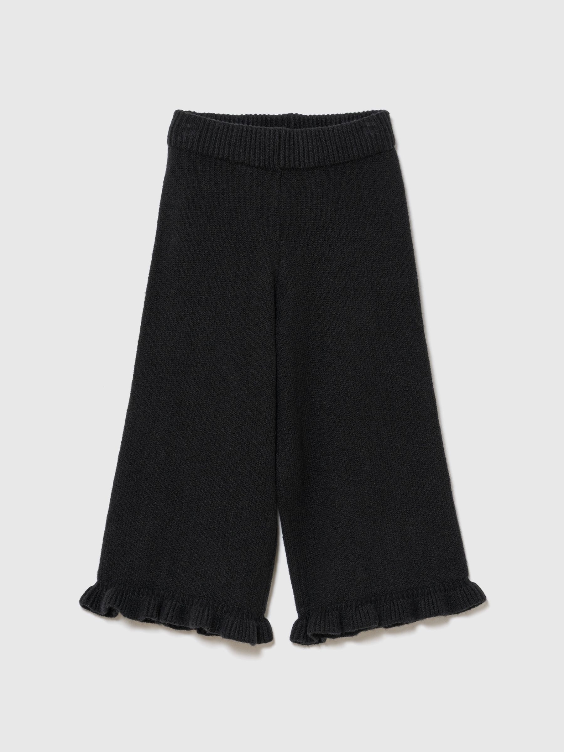 Black CashSoft Ruffle Wide-Leg Trousers - Image 1 of 2 Black CashSoft Ruffle Wide-Leg Trousers - Image 1 of 2