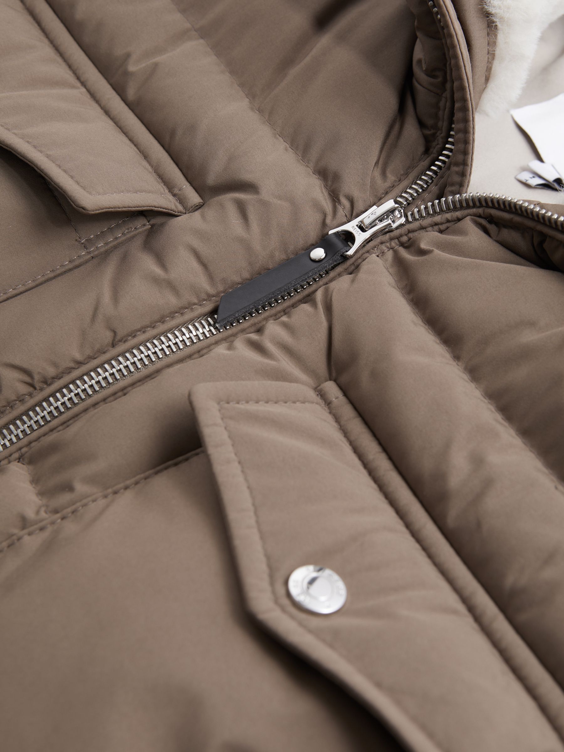 Padded Faux Fur Coat in Mushroom Brown - Image 7 of 7