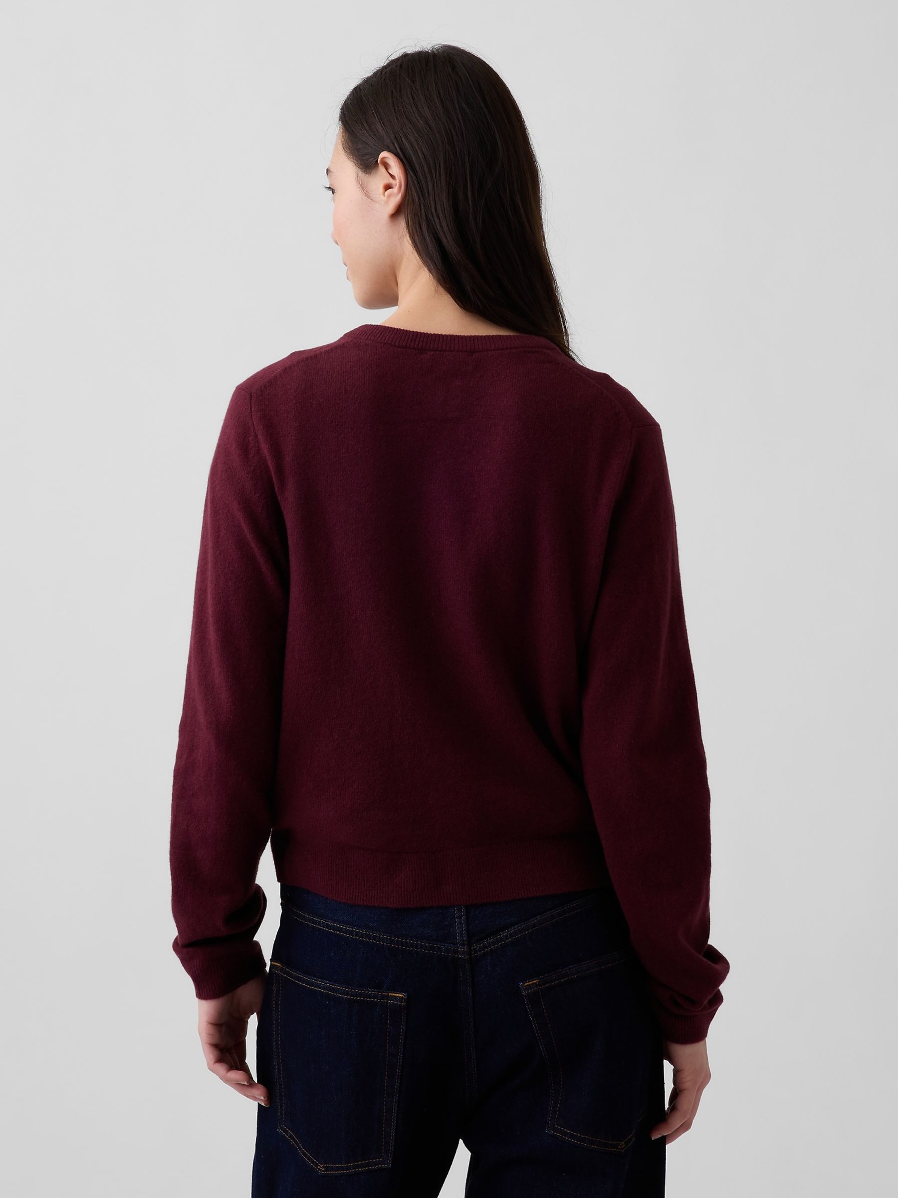Burgundy Red CashSoft Crop Cardigan - Image 2 of 4