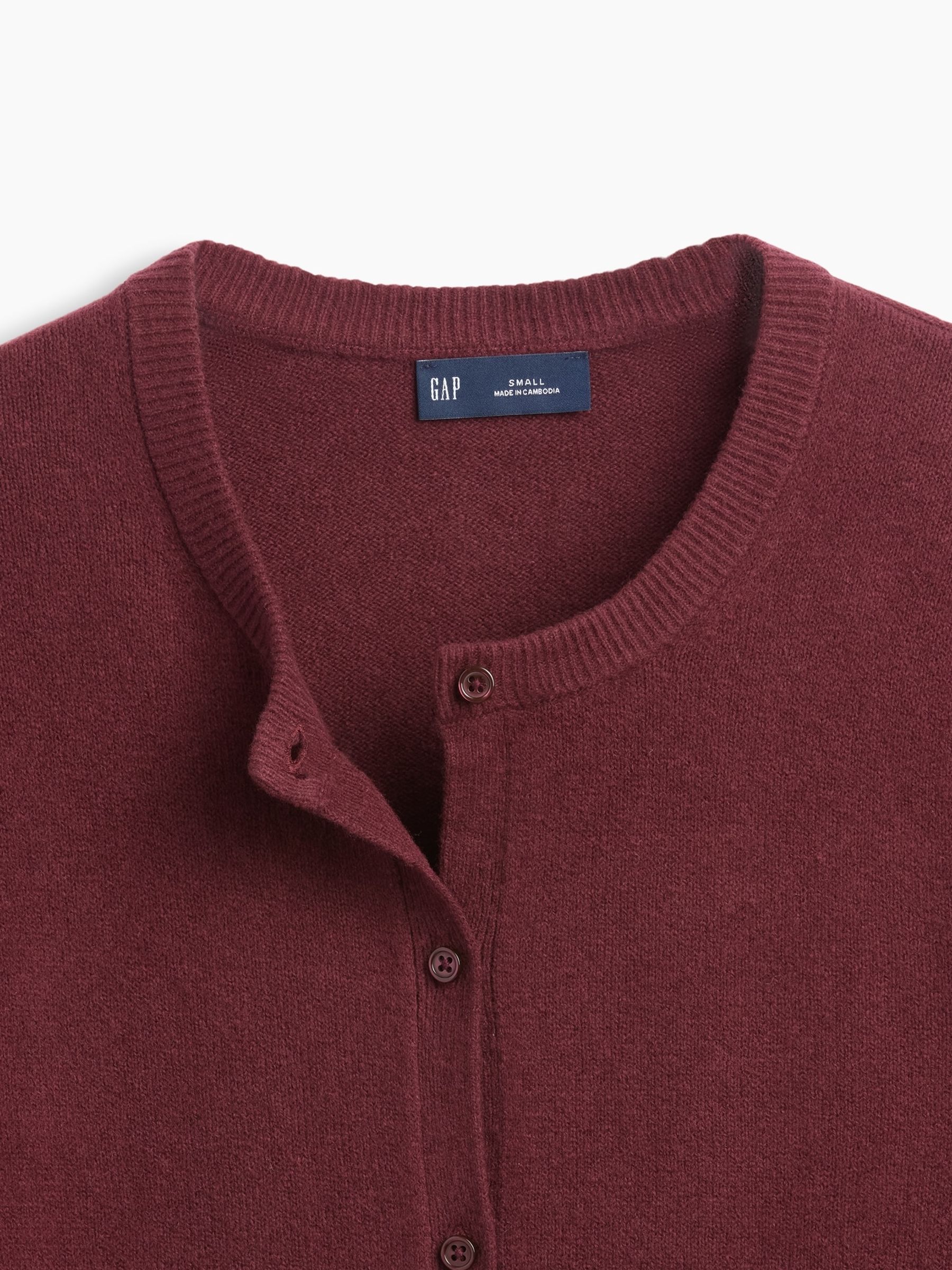 Burgundy Red CashSoft Crop Cardigan - Image 4 of 4 Burgundy Red CashSoft Crop Cardigan - Image 4 of 4