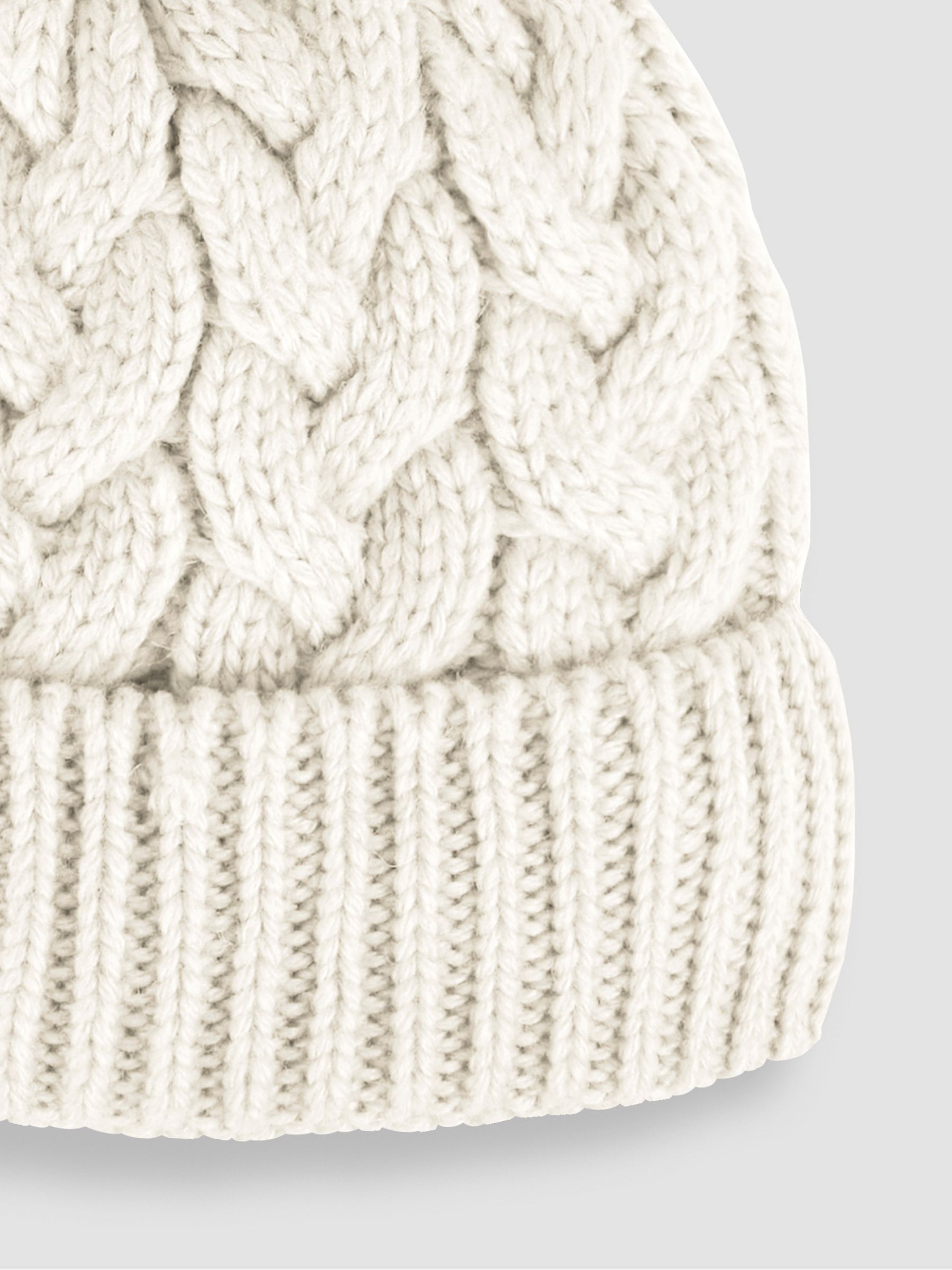 Cream Chunky Cable Knit Pom Pom Hat - Image 3 of 3